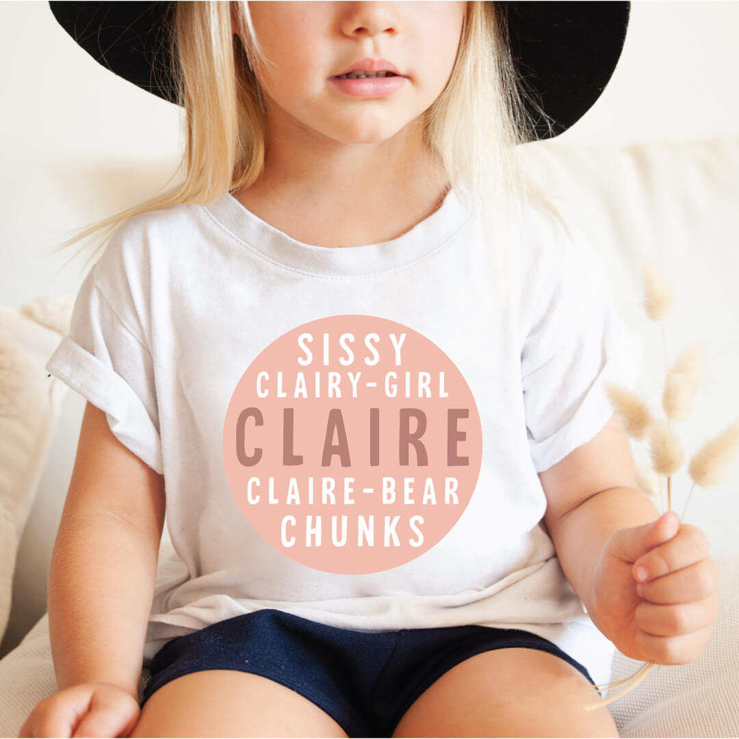 Personalized Pink Nickname Circle Kids Graphic Tee | White、mySite、layawaytickets