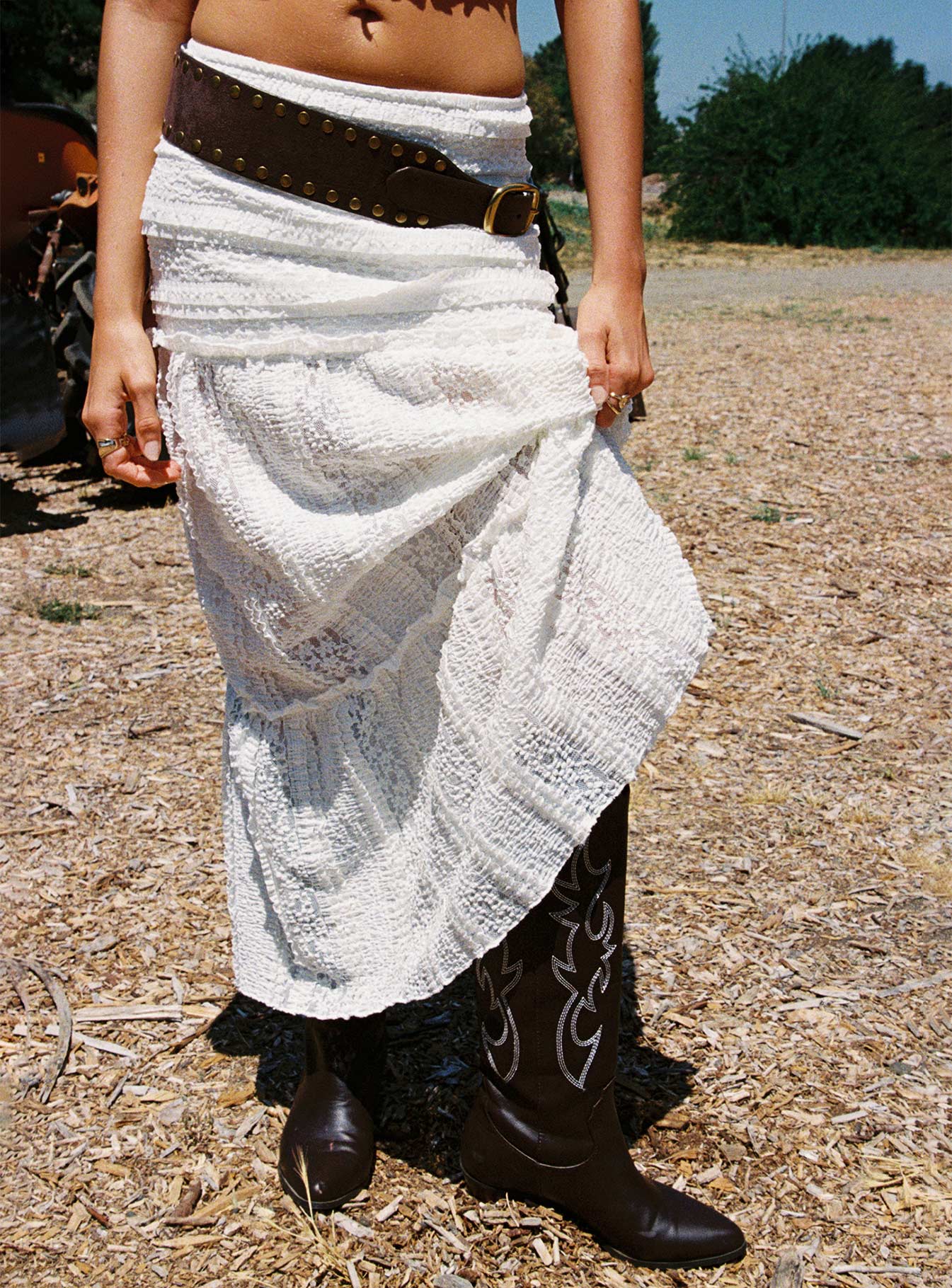 Emanuella Lace Maxi Skirt White、mySite、solidvoid