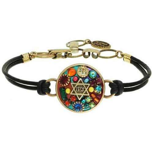 Michal Golan Star of David Leather Bracelet with Multi-Colored Mosaic、mySite、topwebapps