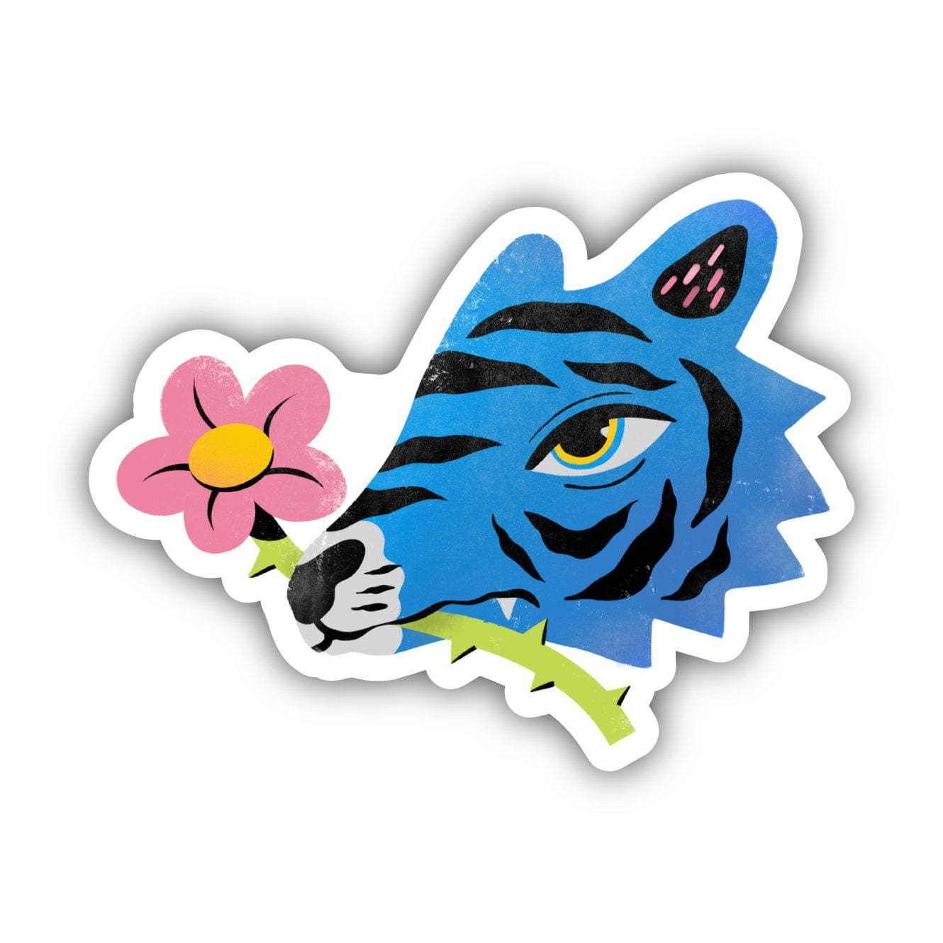  Tiger & Flower Sticker - Blue、mySite、ghnorth
