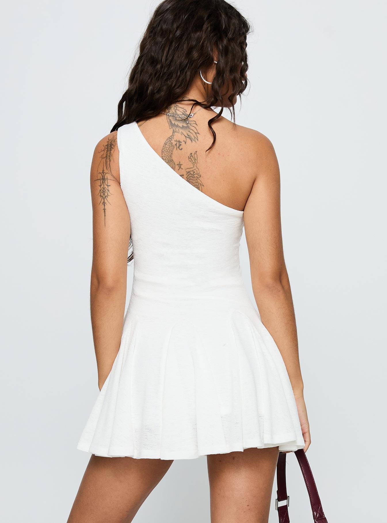 Writing Vows One Shoulder Mini Dress White、mySite、solidvoid