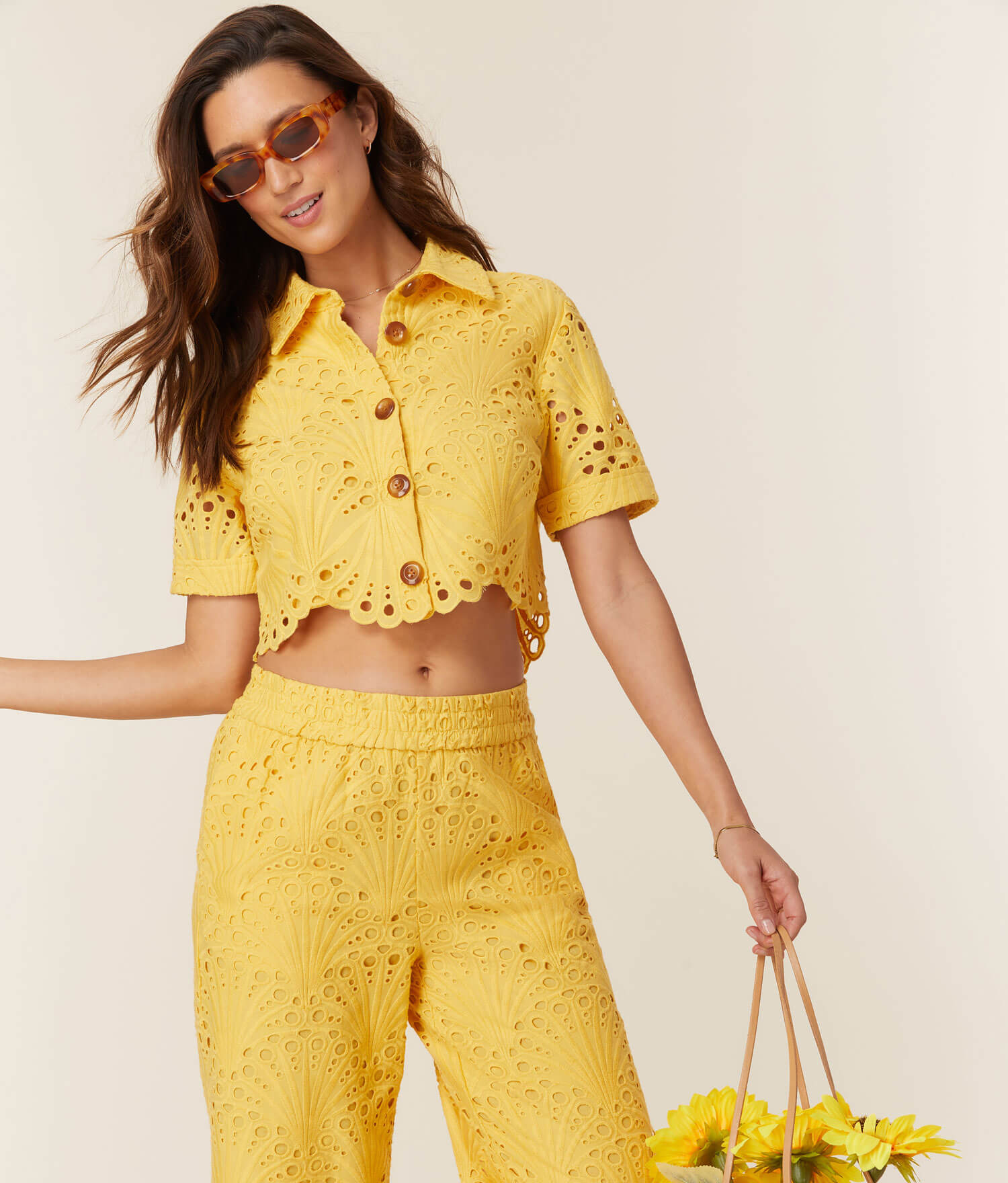  The Baltra Button Up Top - Eyelet - Pineapple、mySite、ashleygrahame