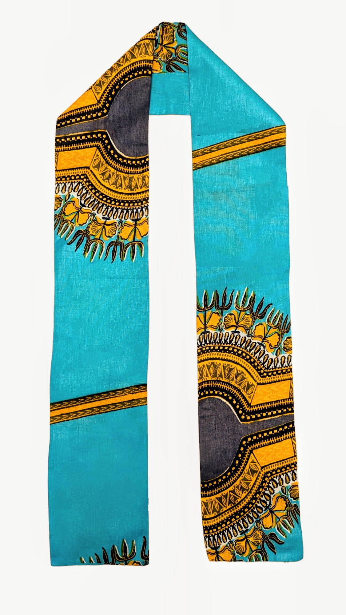 Dupsie's Zambezi Twilight Turquoise Blue Ankara African Print Sash Stole DP3769S、mySite、solidvoid