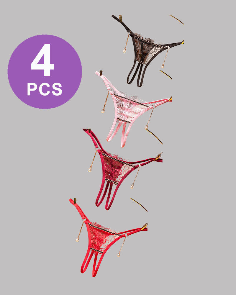 Crotchless Pearl Pendant Thong Panty Set、mySite、bengalsvssteelers