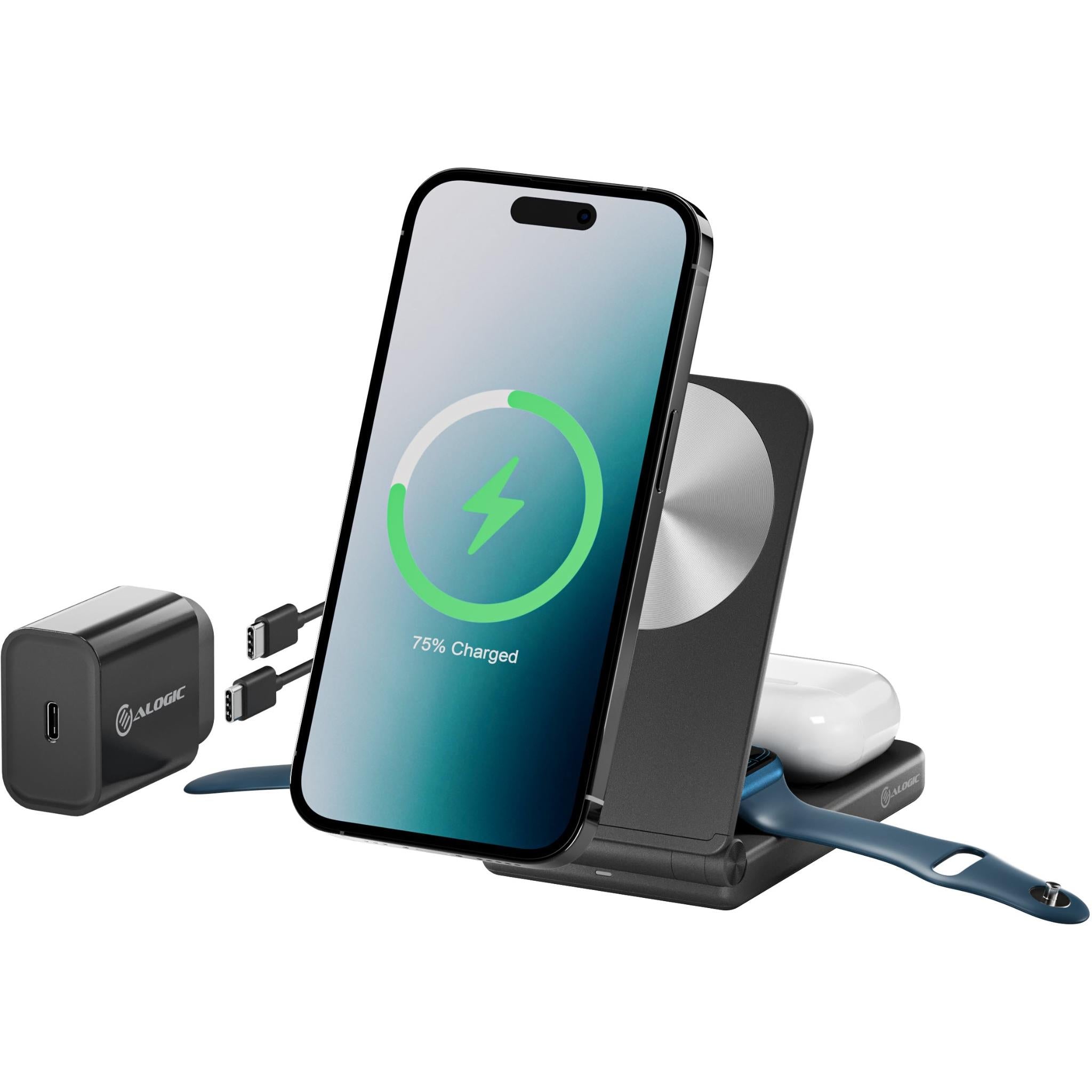 ALOGIC Yoga 3-in-1 Wireless Charging Stand with 30W Charger (Black)、mySite、camillekostekn