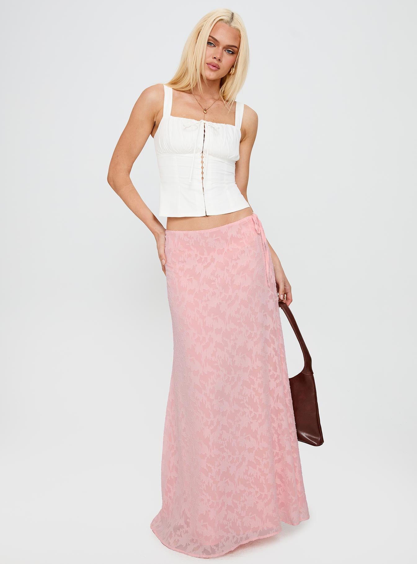 Youthful Spirit Lace Maxi Skirt Pink、mySite、solidvoid