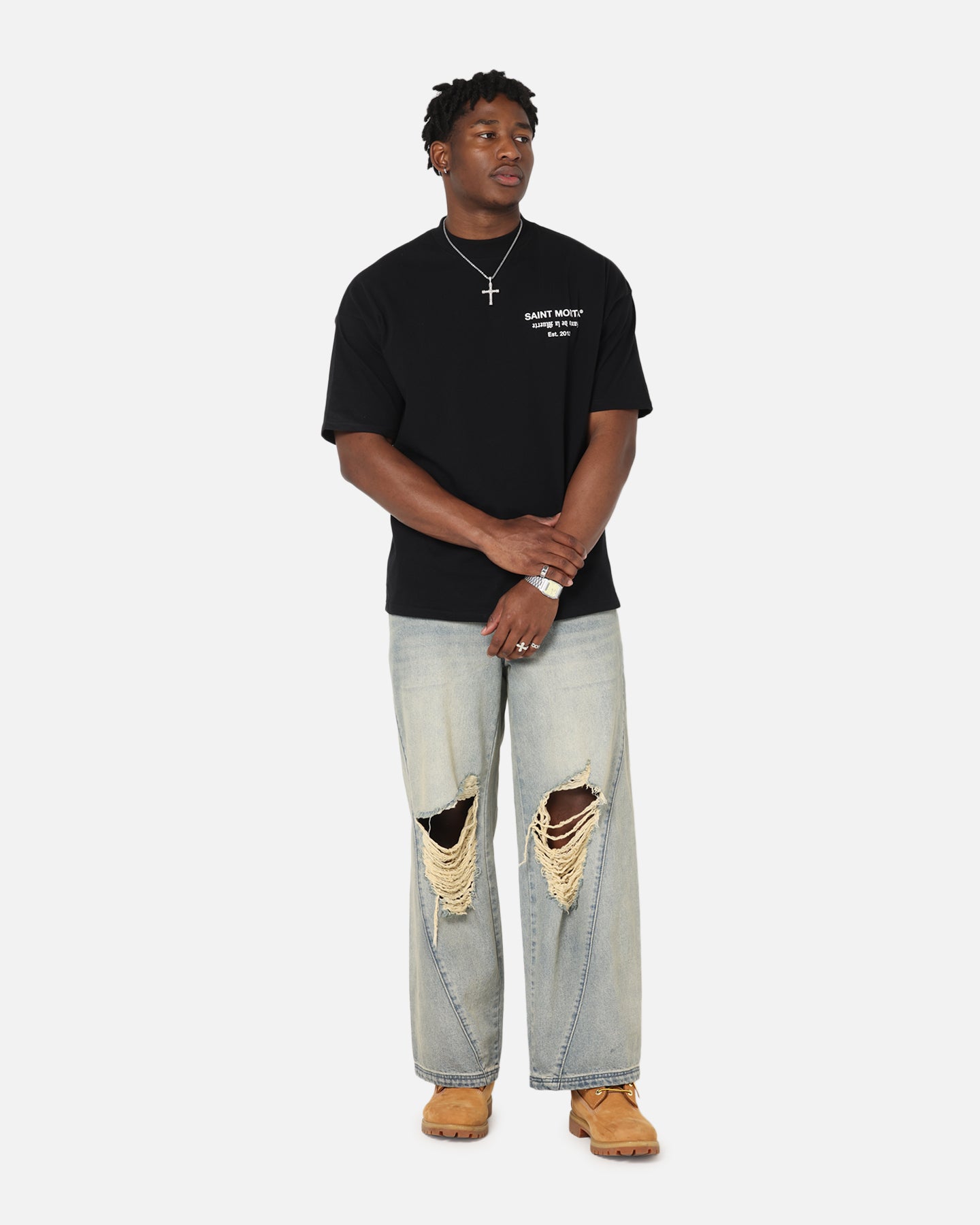 Saint Morta Muerte Mock Neck T-Shirt Black、mySite、zt4zffjzw