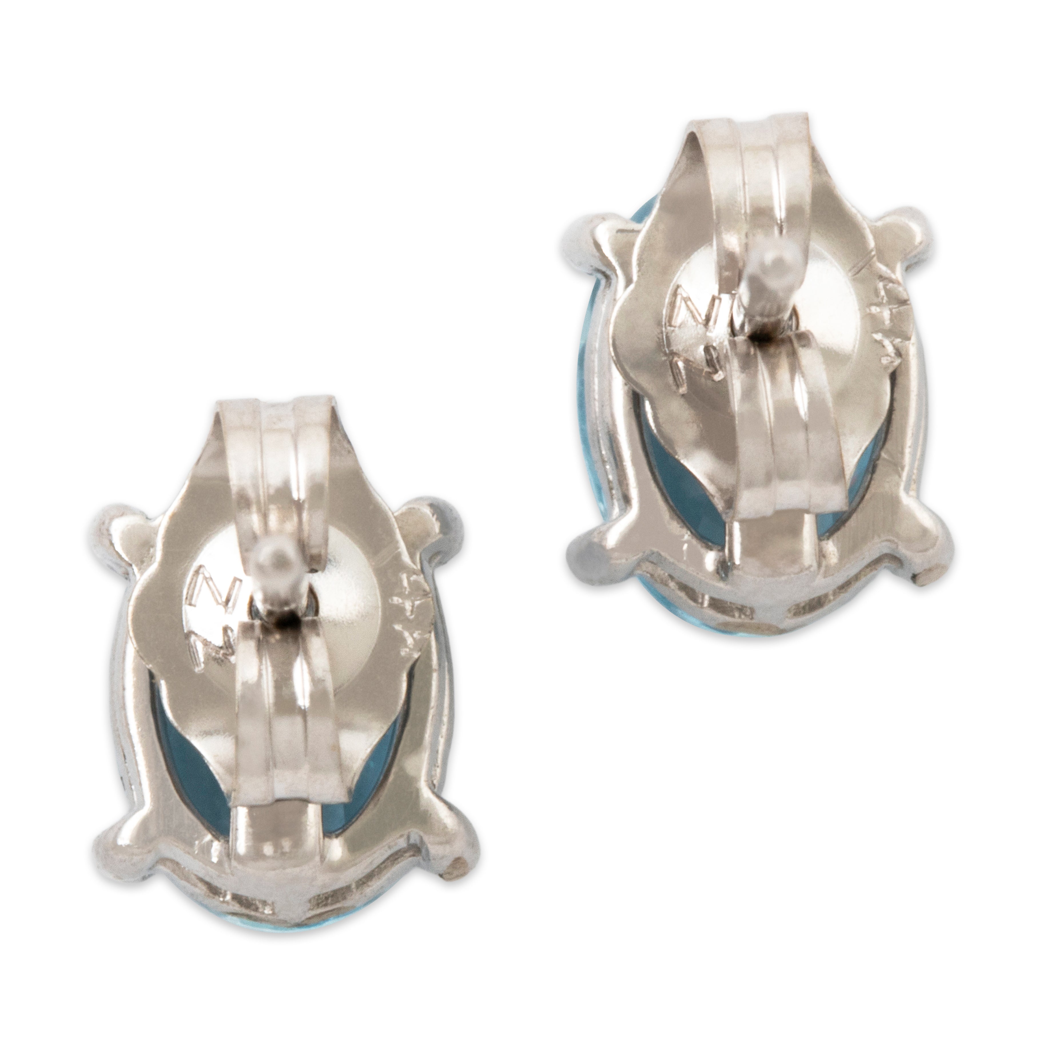 Vintage 14k White Gold 1.4cttw Aquamarine Oval Blue Pools Stud Earrings、mySite、hinf8tx79