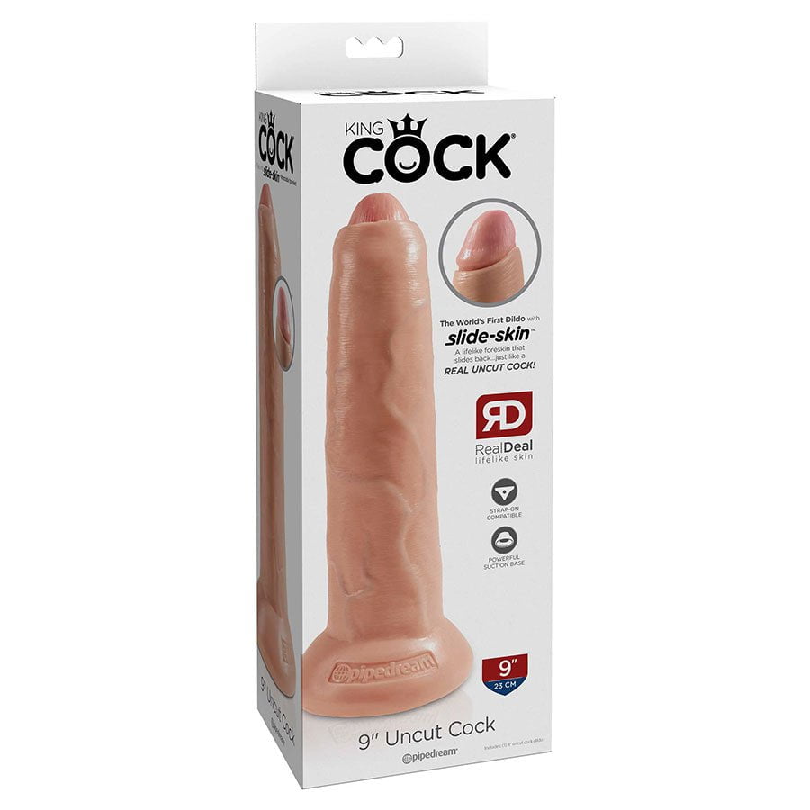 King Cock 9 Inch Uncut Foreskin Realistic Dildo with Suction Cup、mySite、bottomscart