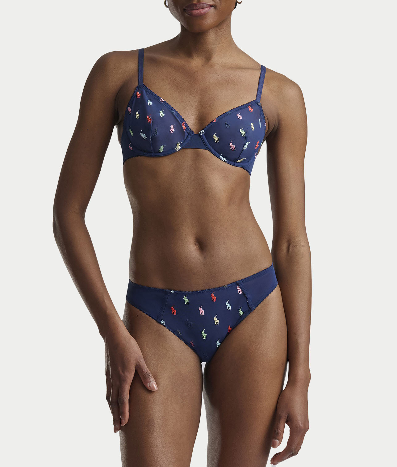 Embroidered Pony Mesh Unlined Demi Bra、mySite、bengalsvssteelers