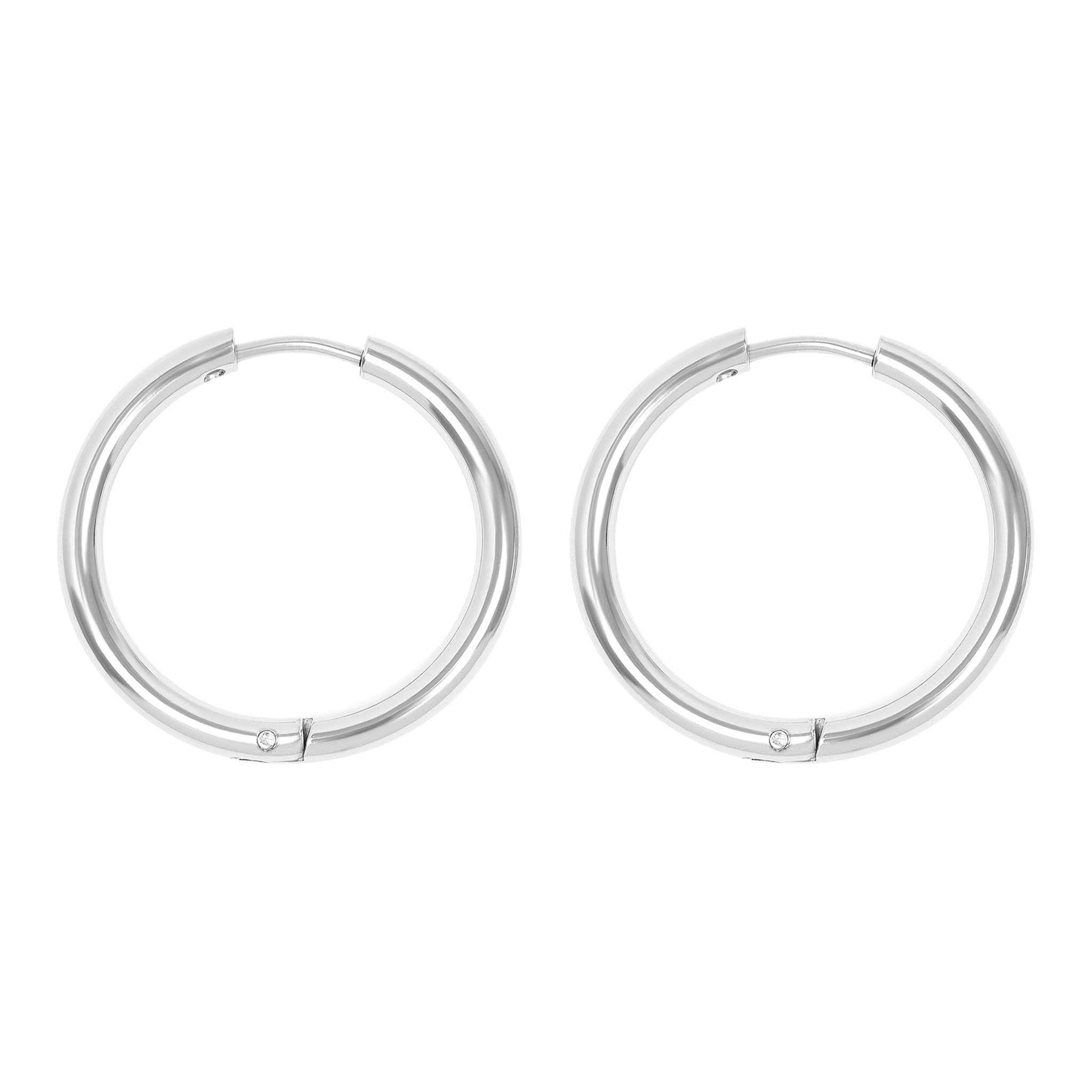 18K Gold PVD Stainless Steel Circle Huggie Hoop Earrings / ERJ0023、mySite、dreamappss