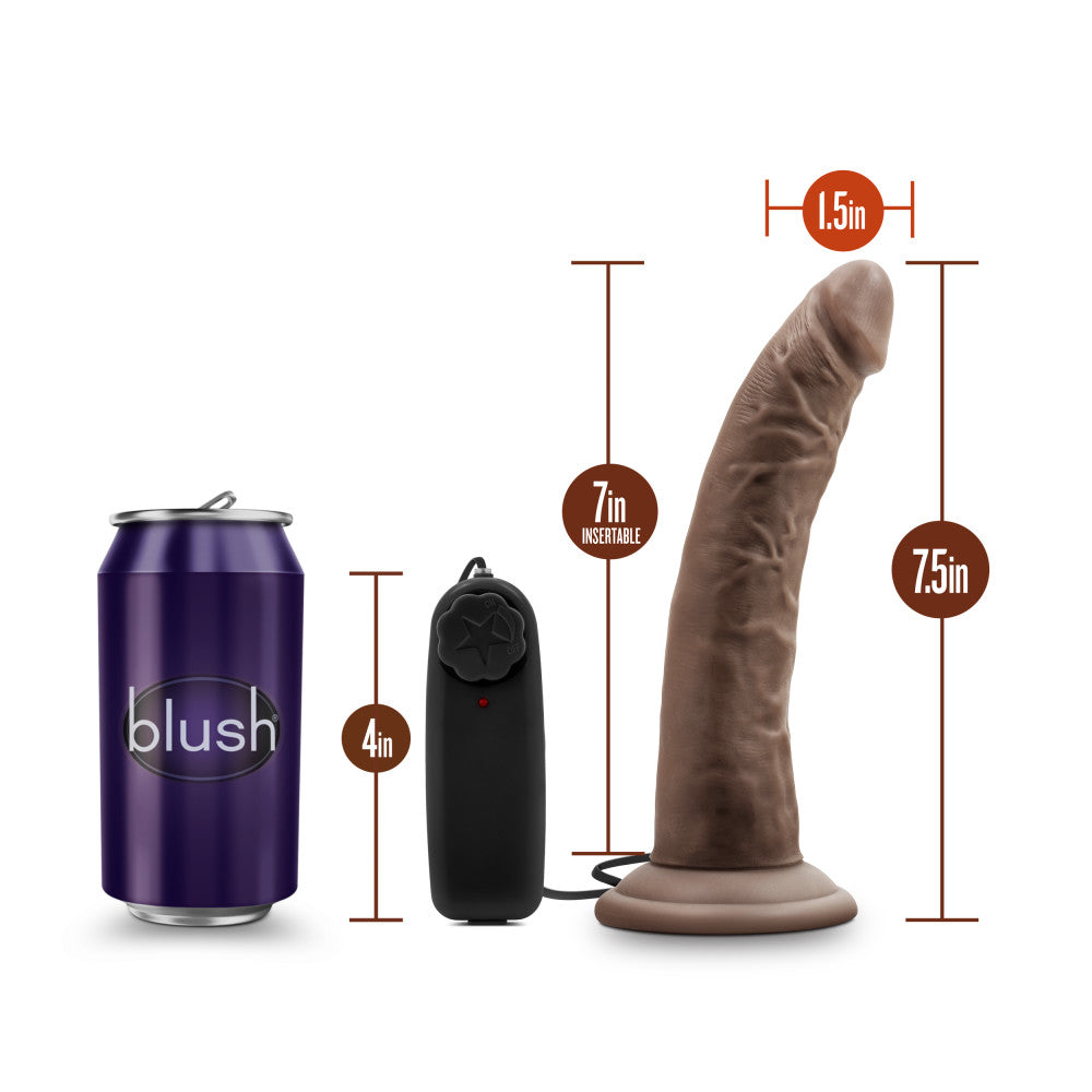 Dr. Skin By Blush® | Dr. Dave Realistic Chocolate 7.5-Inch Long Remote Control Vibrating Dildo With Suction Cup Base、mySite、bottomscart