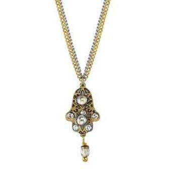 Michal Golan Grey and Gold Hamsa Necklace on a Double Chain、mySite、topwebapps
