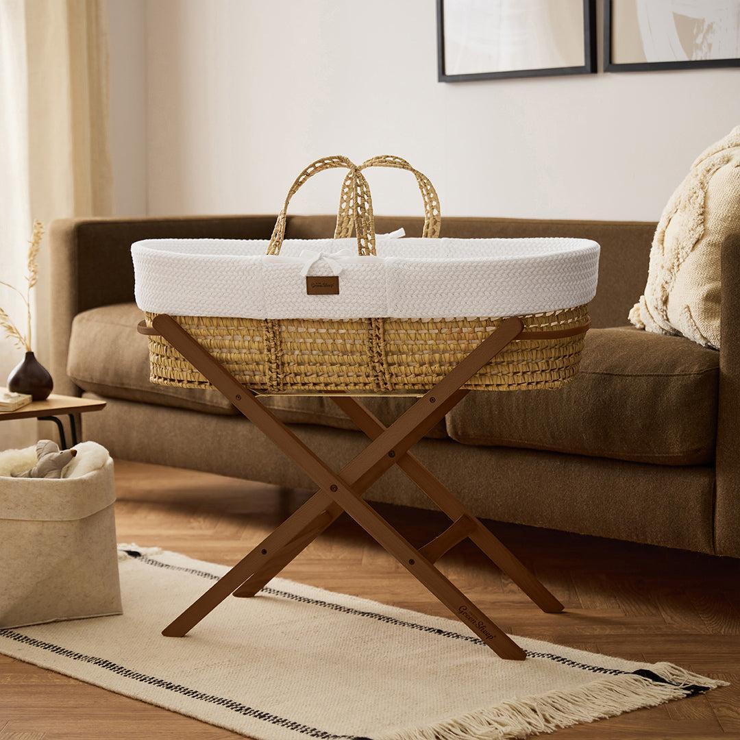  The Little Green Sheep Foldable Moses Basket Stand - Walnut、mySite、merchandisen