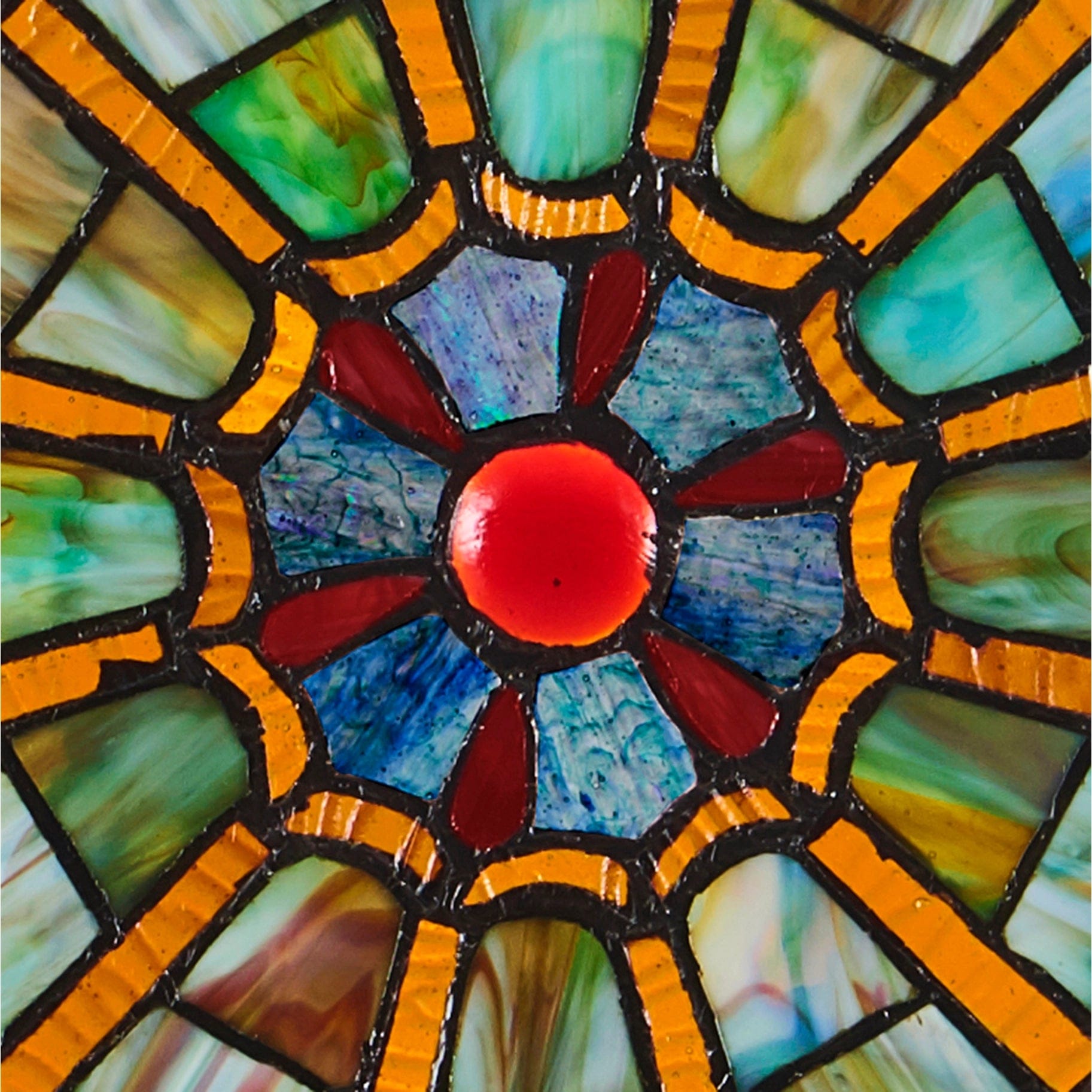 Adeline Blue Webbed Heart Stained Glass Window Panel 22H、mySite、g9winljtr