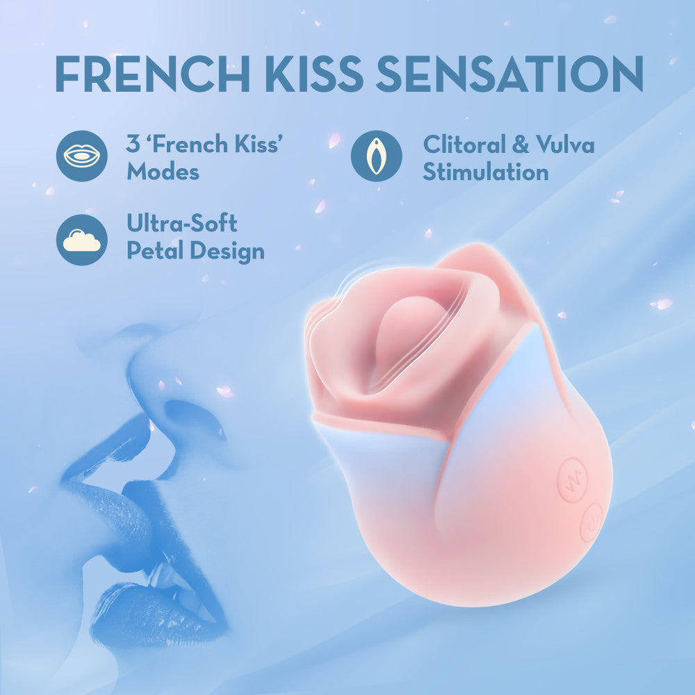 Blush Collection | Kissing Rose Silicone Floral Vibrator With ‘French Kiss’ Speeds – Magnetic USB Rechargeable – In Pink、mySite、bottomscart