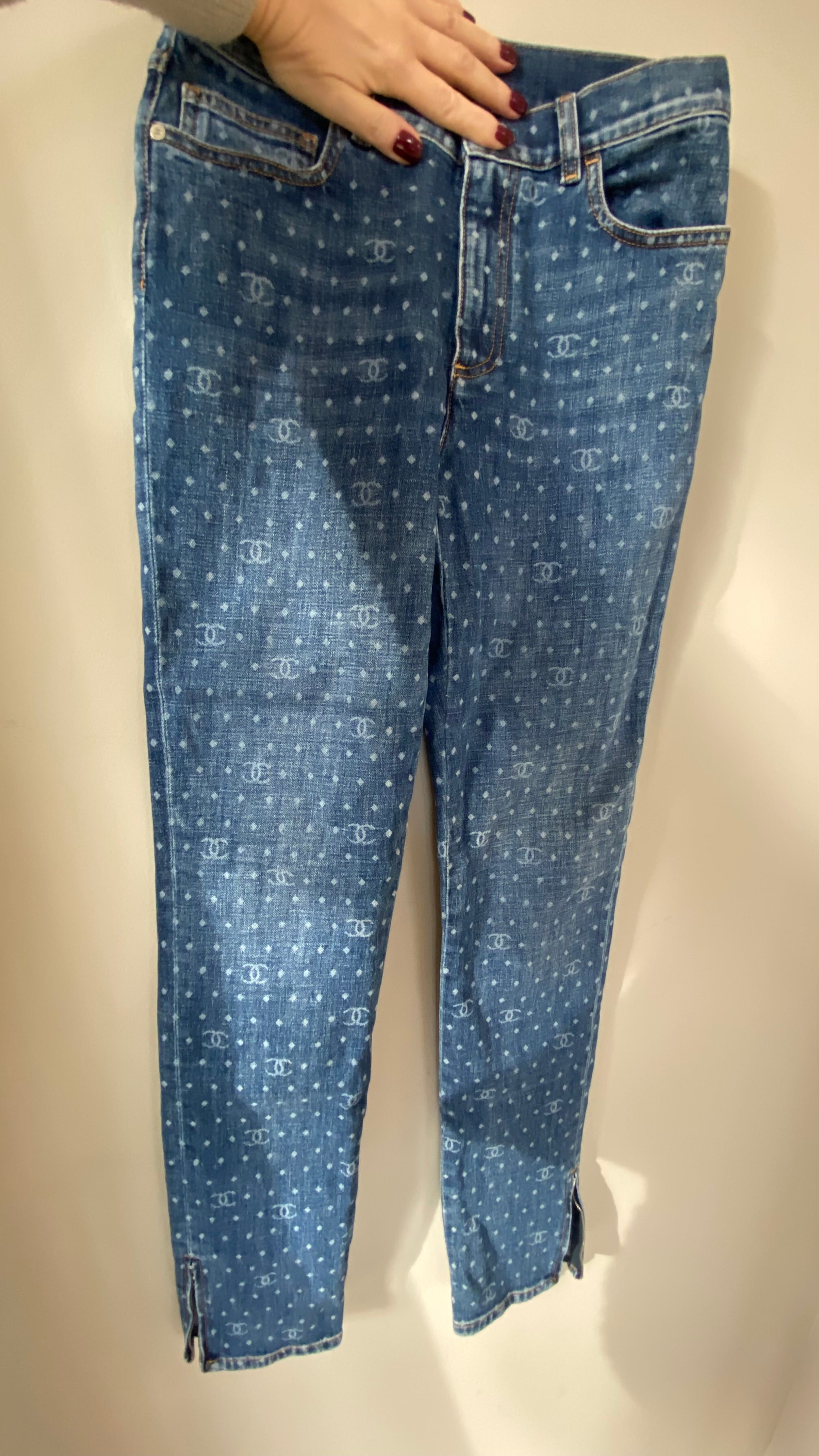 Chanel printed jeans with CC logo、mySite、garminoutage.com
