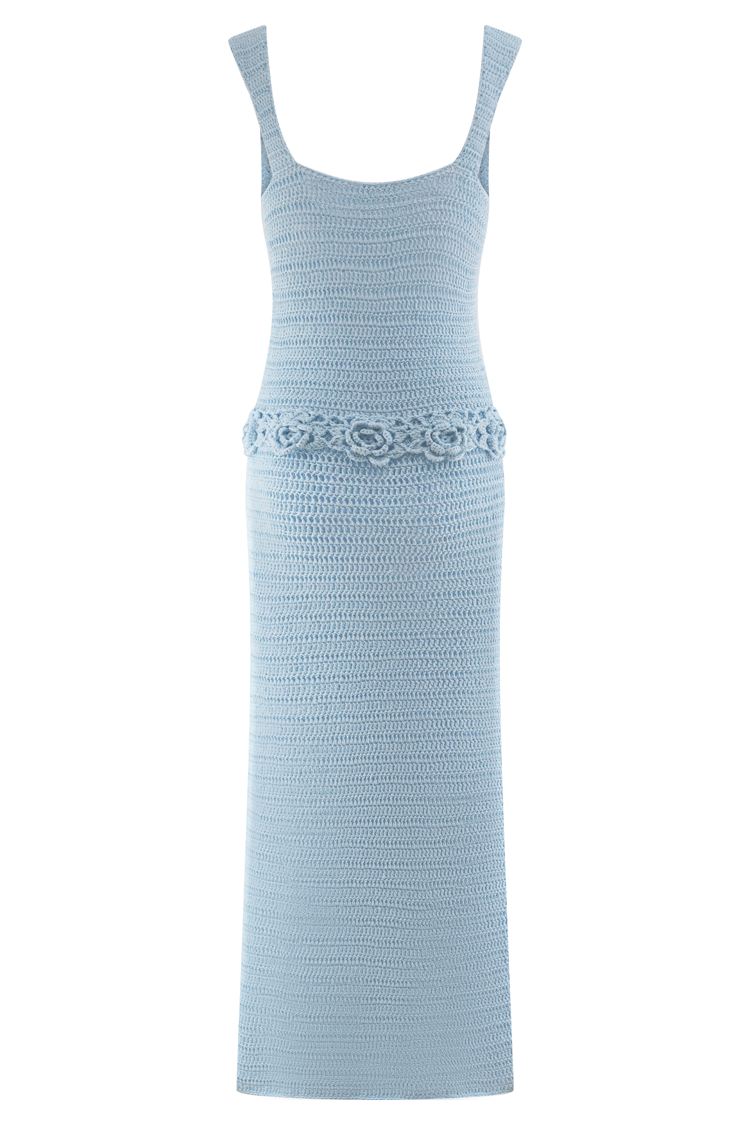 Teagan Floral Hand Crochet Midi Dress - Blue、mySite、solidvoid