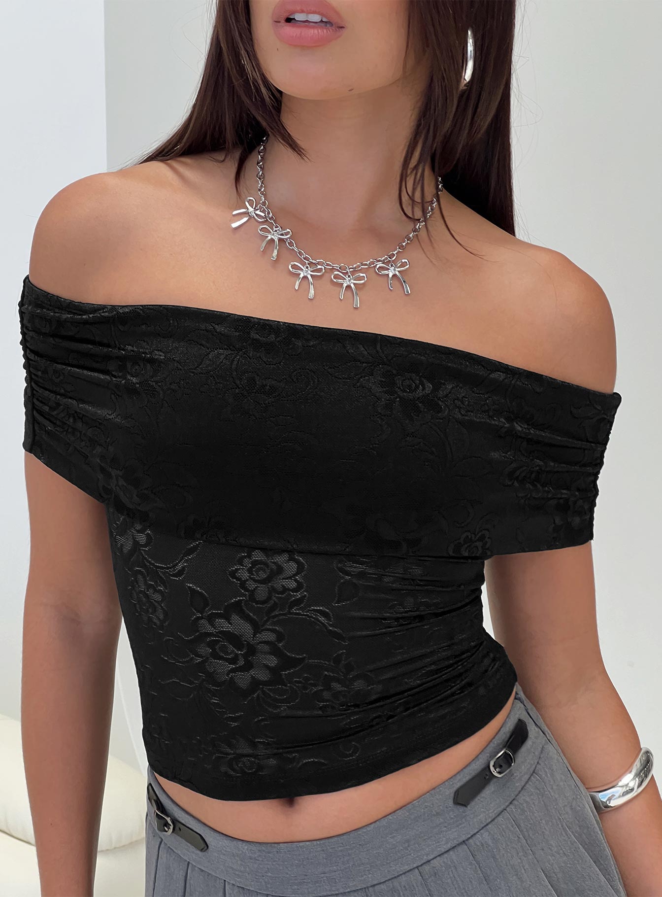 Werrender Off The Shoulder Top Black、mySite、solidvoid