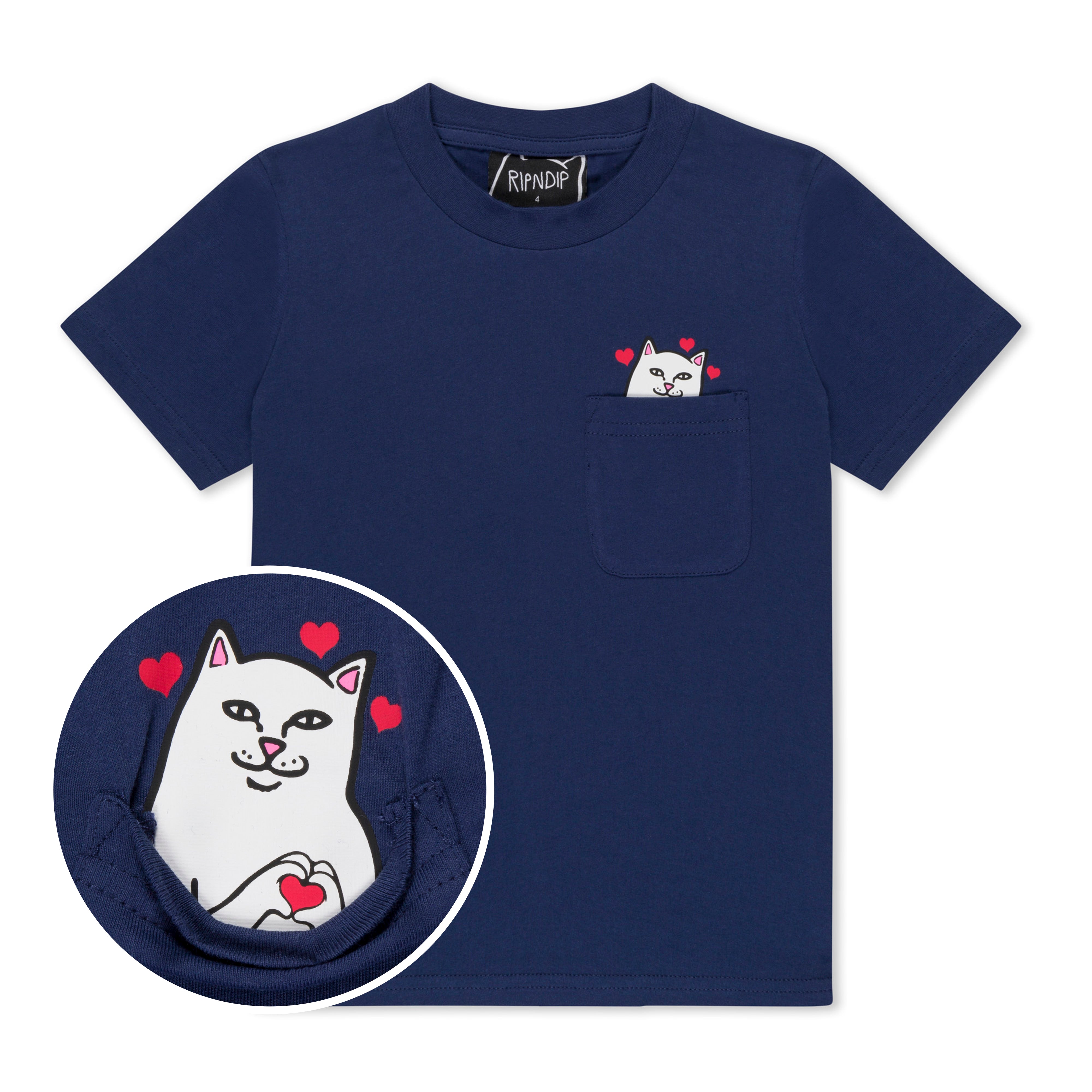 Nermal Loves Kid Pocket Tee (Navy)、mySite、merchandisen