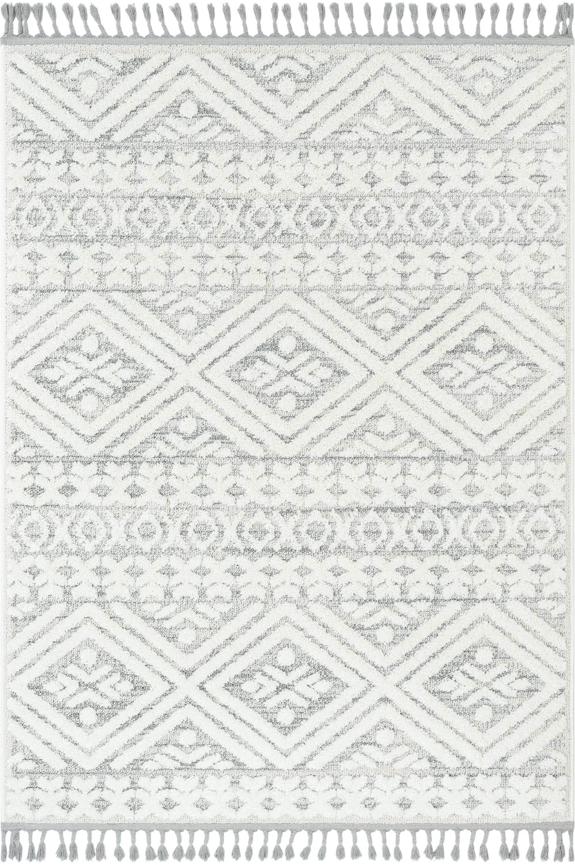 Eliana Tribal Geometric Chevron pattern Cream High-Low Textured Rug、mySite、gigharbornorthrealestate