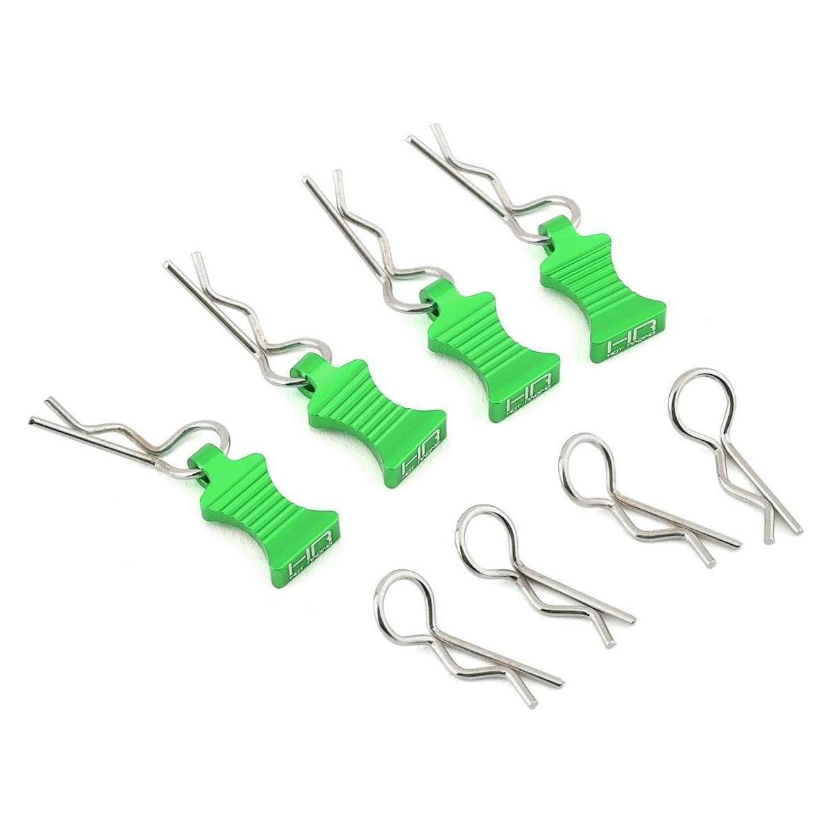  HRAAC03EZ05, Hot Racing 1/10 Aluminum EZ Pulls w/Body Clips (Green) (4)、mySite、merchandisen