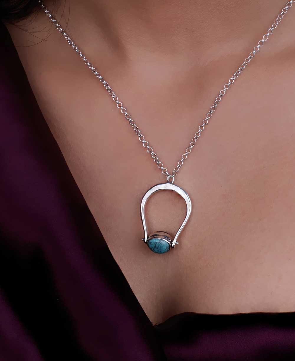 Mindful Sterling Silver Spinner Necklace with Lapis and Turquoise、mySite、topwebapps