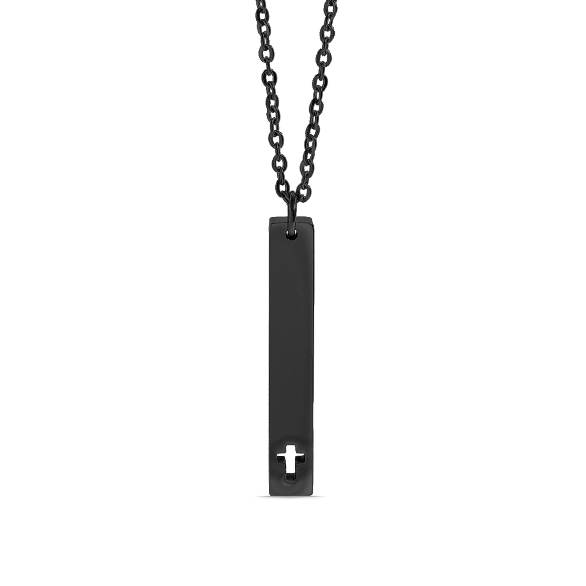 18K Gold PVD Stainless Steel Cross Cutout Vertical Bar Necklace / SBB0163、mySite、dreamappss