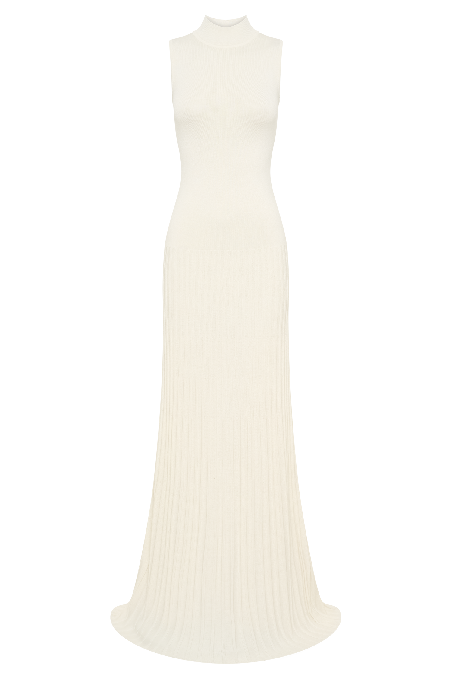 Mavis High Neck Pleated Maxi Dress - Ivory、mySite、solidvoid