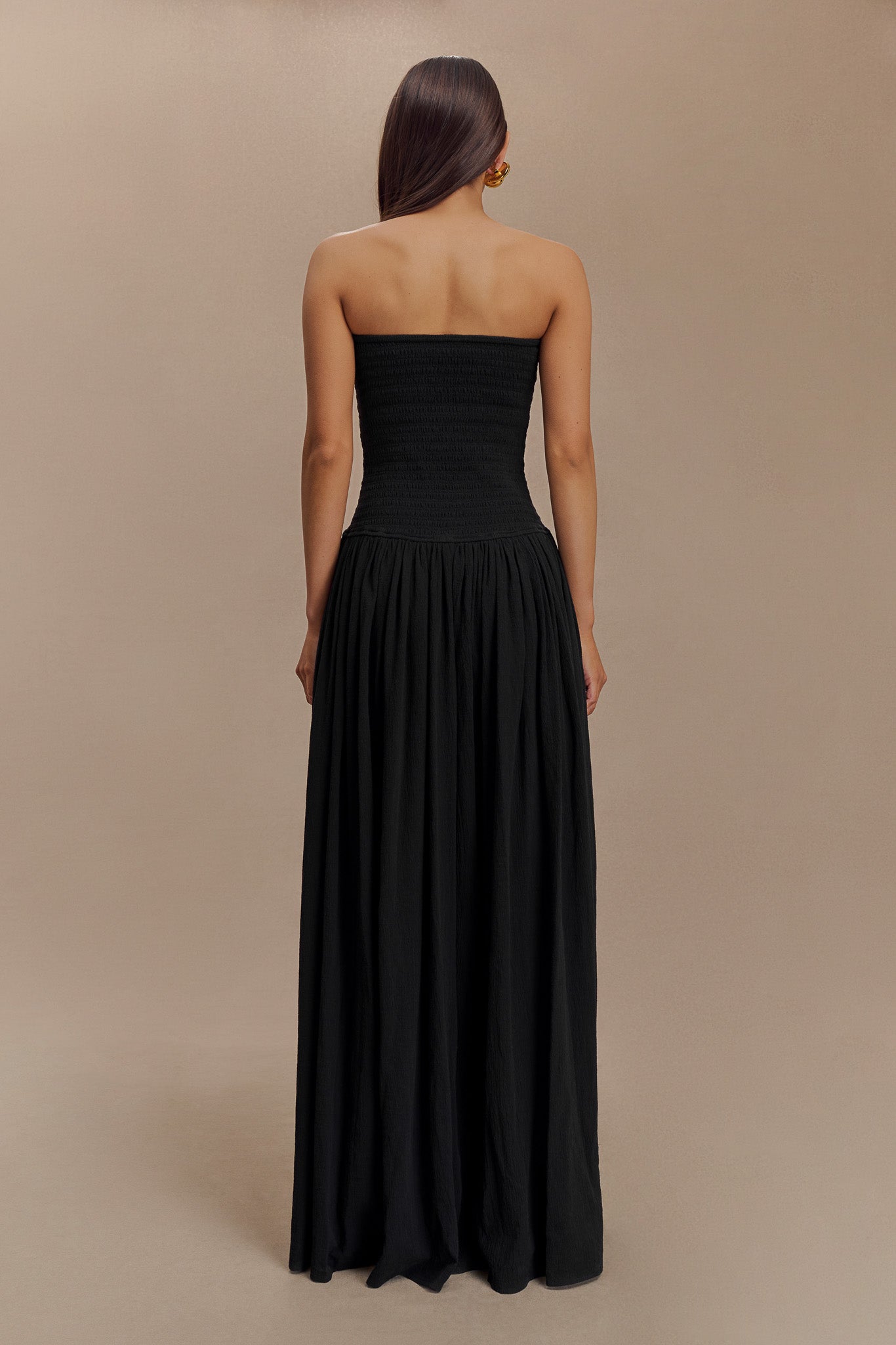 Maureen Cotton Shirring Maxi Dress - Black、mySite、solidvoid
