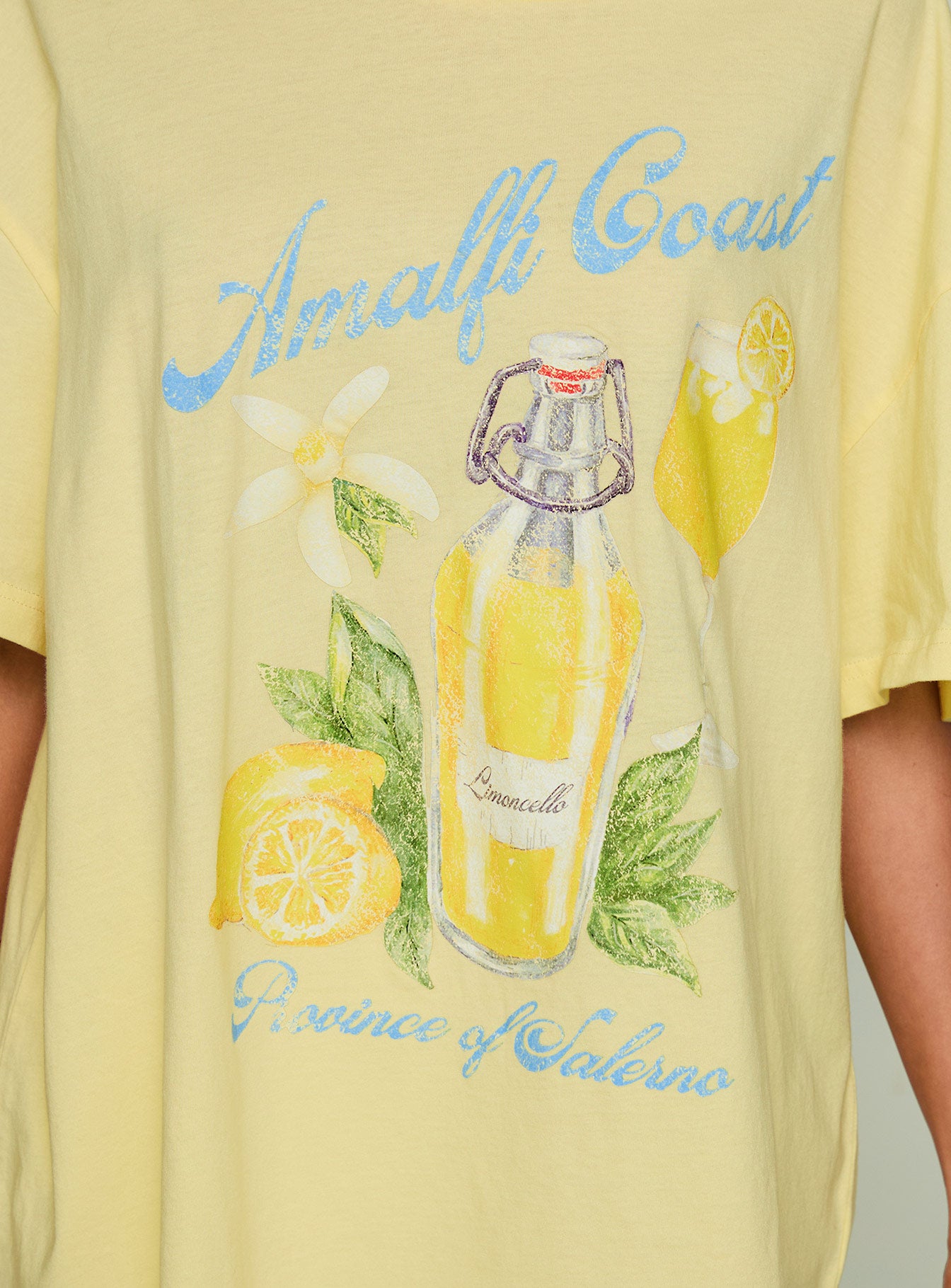 Amalfi Coast Oversized Graphic Tee Pastel Yellow、mySite、solidvoid