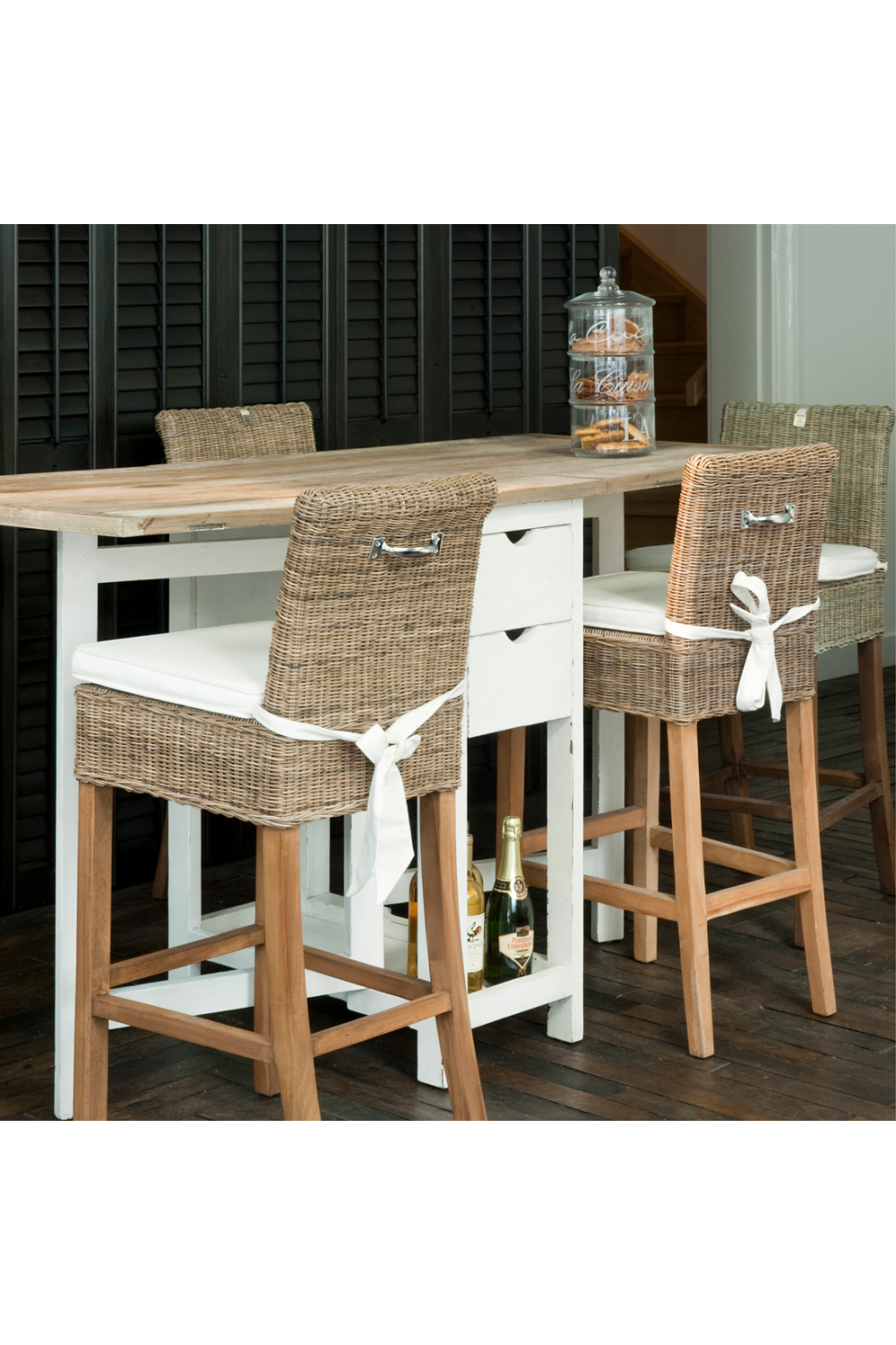Cushioned Handwoven Bar Stool | Rivièra Maison Rustic Rattan、mySite、neckold