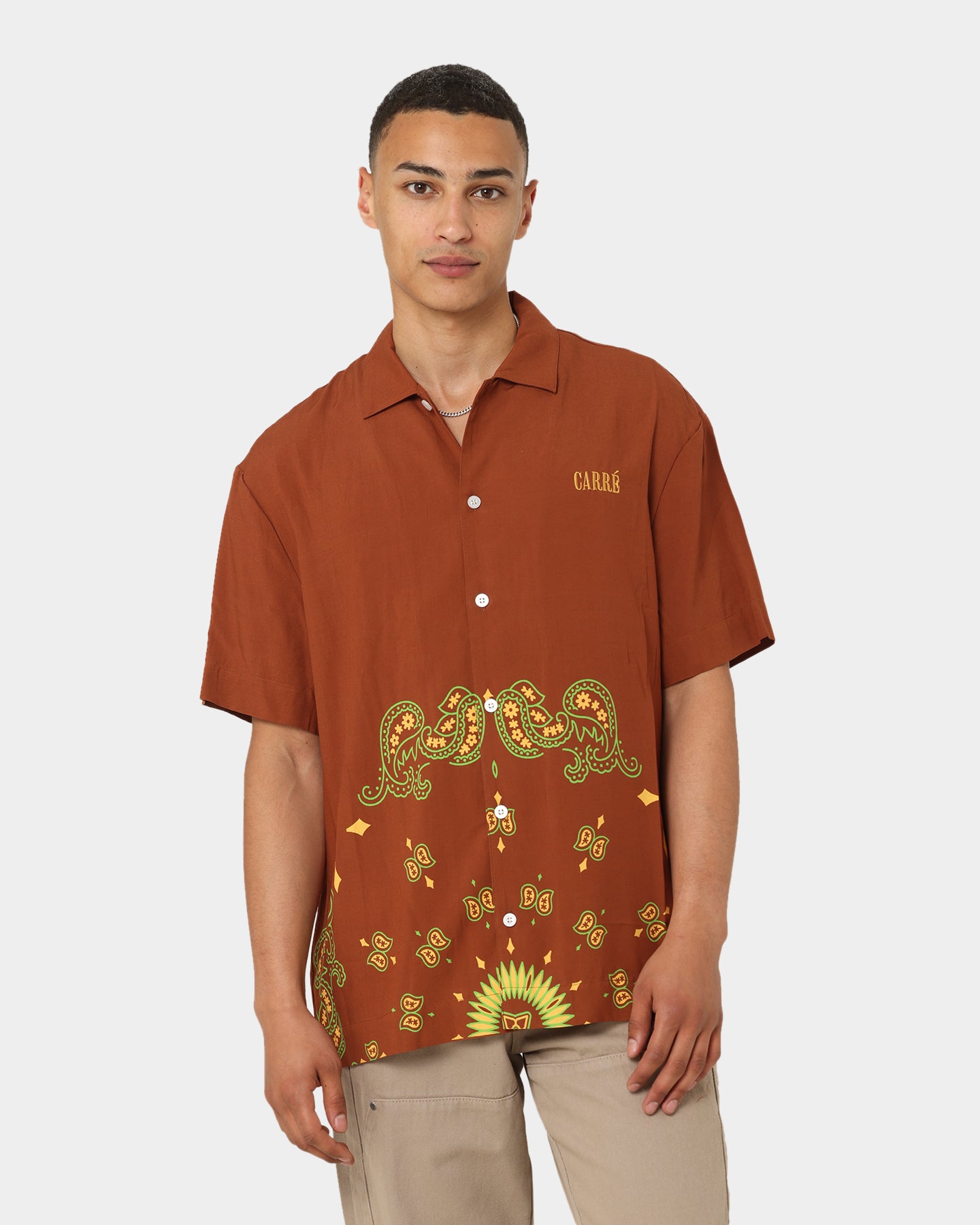 Carre Raphael Button Up Shirt Brown、mySite、zt4zffjzw