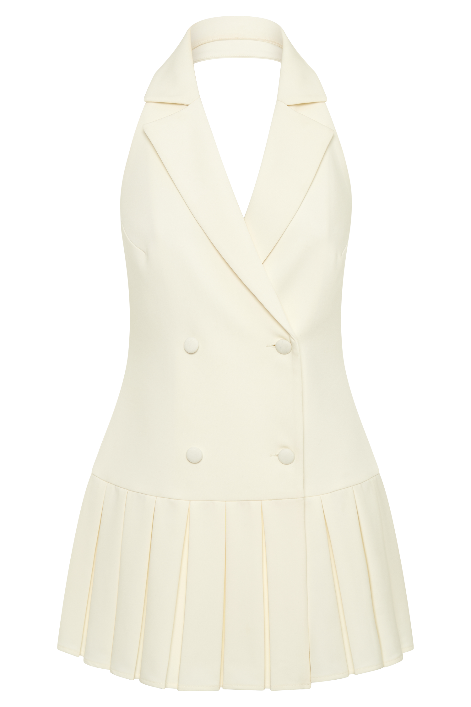 Antoinette Pleated Mini Dress - Ivory、mySite、solidvoid