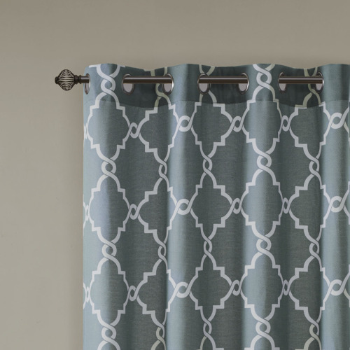 Fretwork Print Grommet Top Window Curtain Panel(Only 1 Pc Panel)、、eastwooduniform