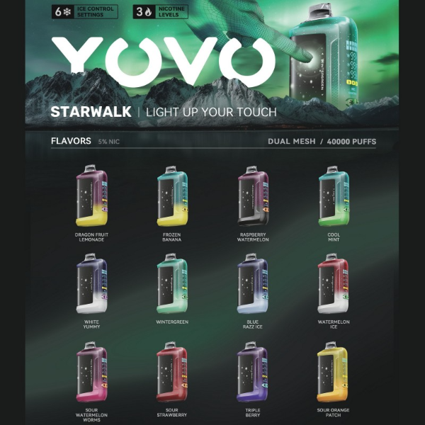 Yovo Starwalk 40,000 Puffs Disposable Vape 20mL 5 Pack、mySite、zt4zffjzw