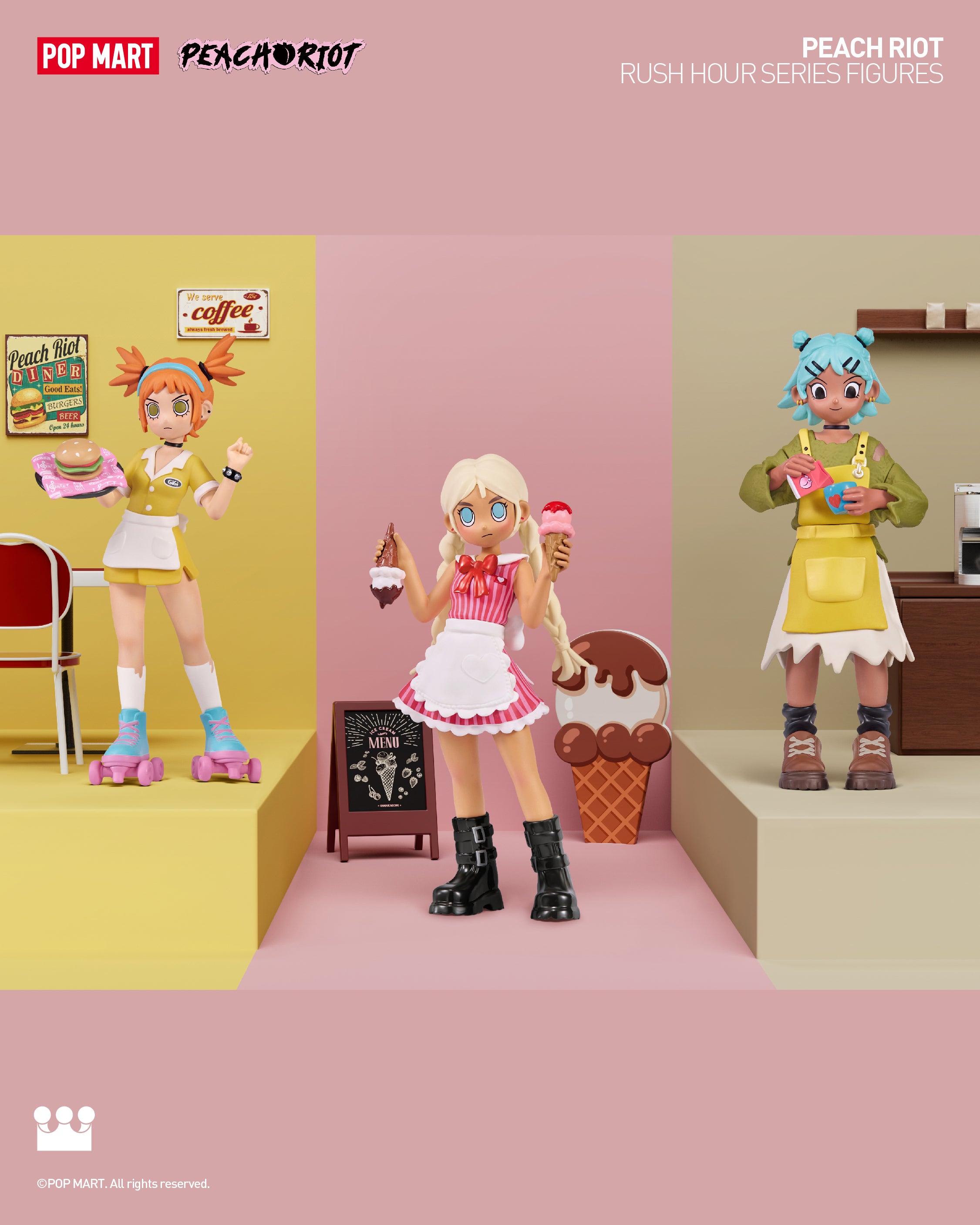  POP MART Peach Riot Rush Hour Series Figures、mySite、greenlandpopulation