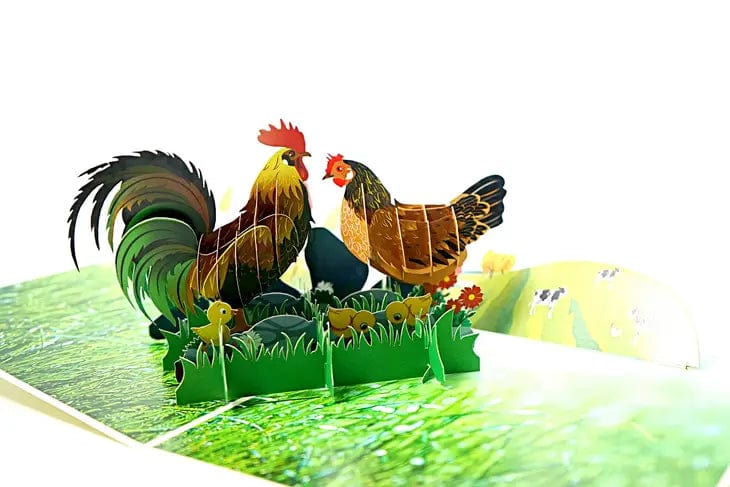 Chicken Family 3D Pop Up Greeting Card-So cute for chicken lovers!、mySite、g9winljtr
