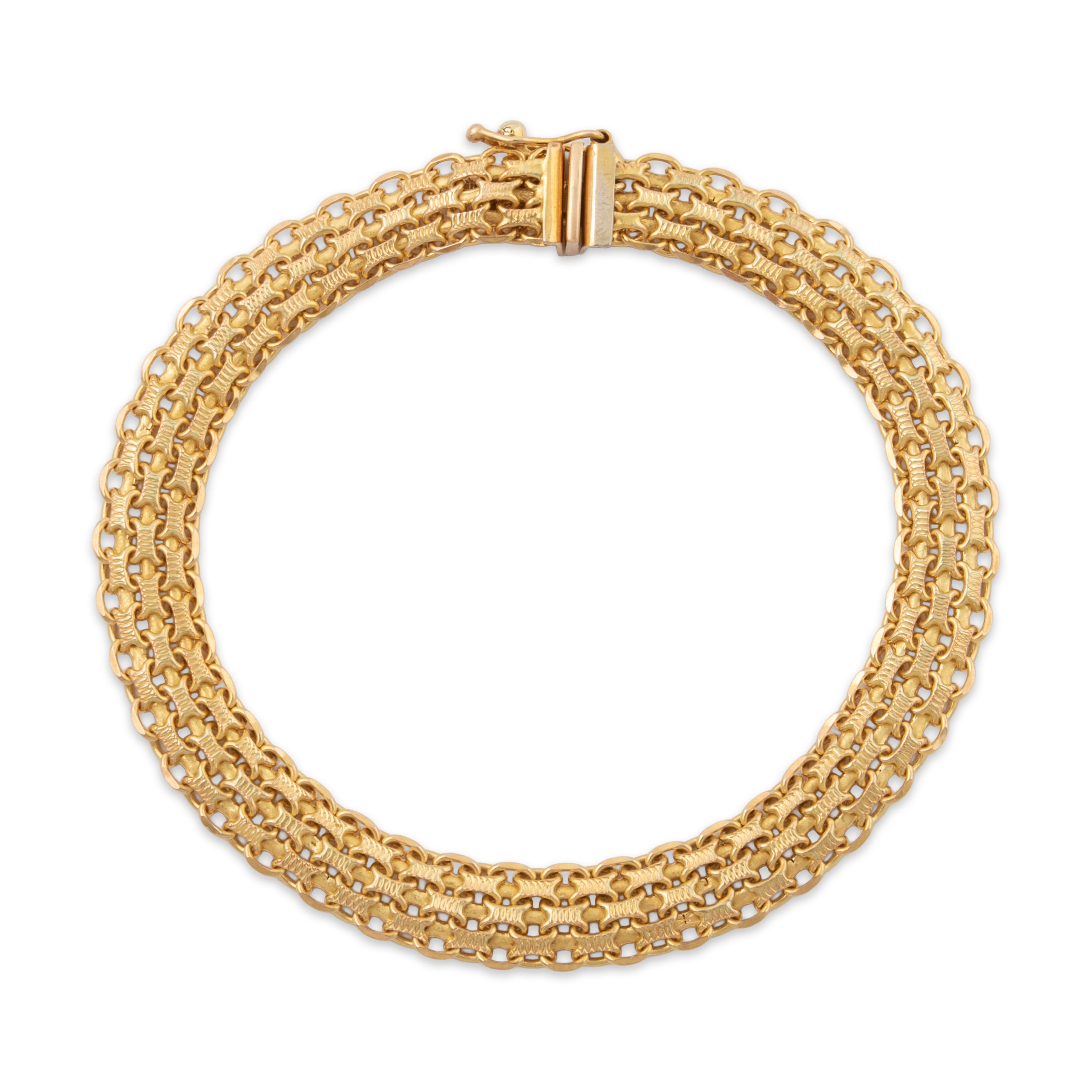 Vintage Italian 14k Yellow Gold Lovely Woven Link Bracelet 7、mySite、hinf8tx79