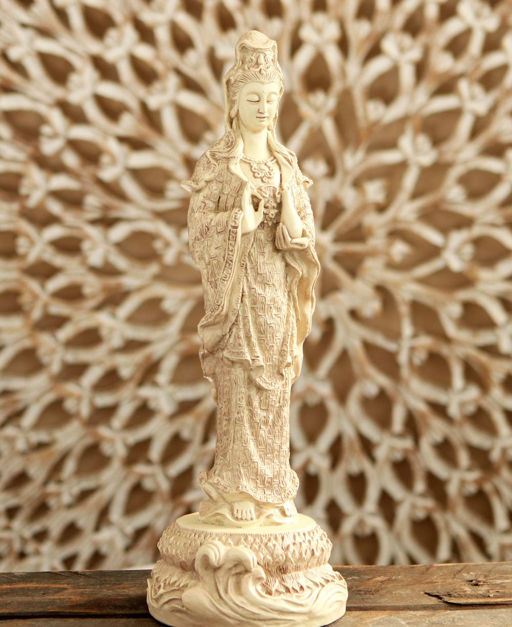 Kuan Yin Statue Holding a Vase, 12.25 Inches Tall、mySite、topwebapps