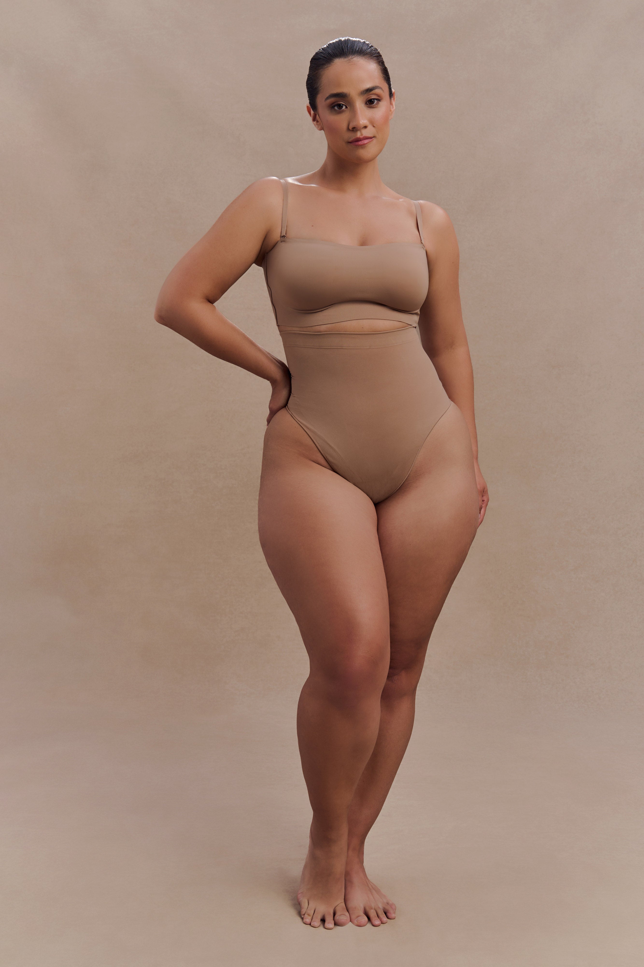 Saria High Waist Shapewear Briefs - Latte、mySite、solidvoid