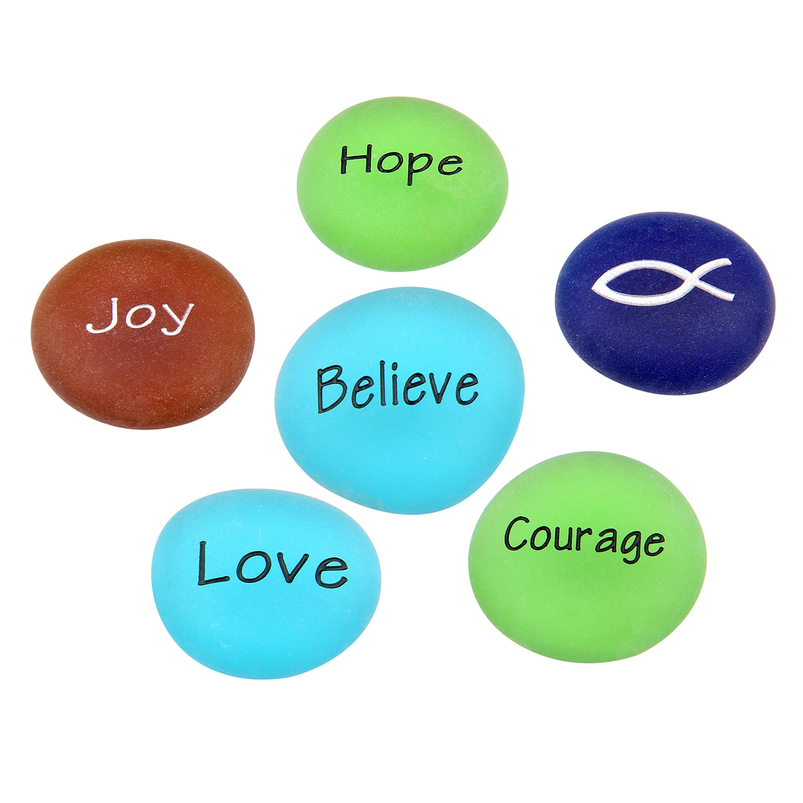  Courage to Believe - engraved Frosted glass stones set - Model II - by Holy Land Market、mySite、elrpsem3k