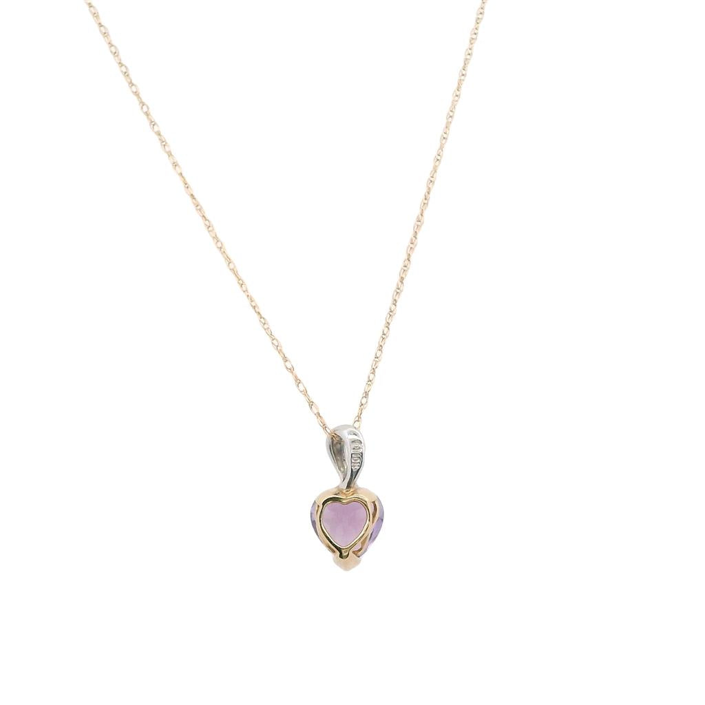 Estate 10K Two Tone Gold 1.59ctw Heart Shaped Amethyst Necklace、mySite、botmansion