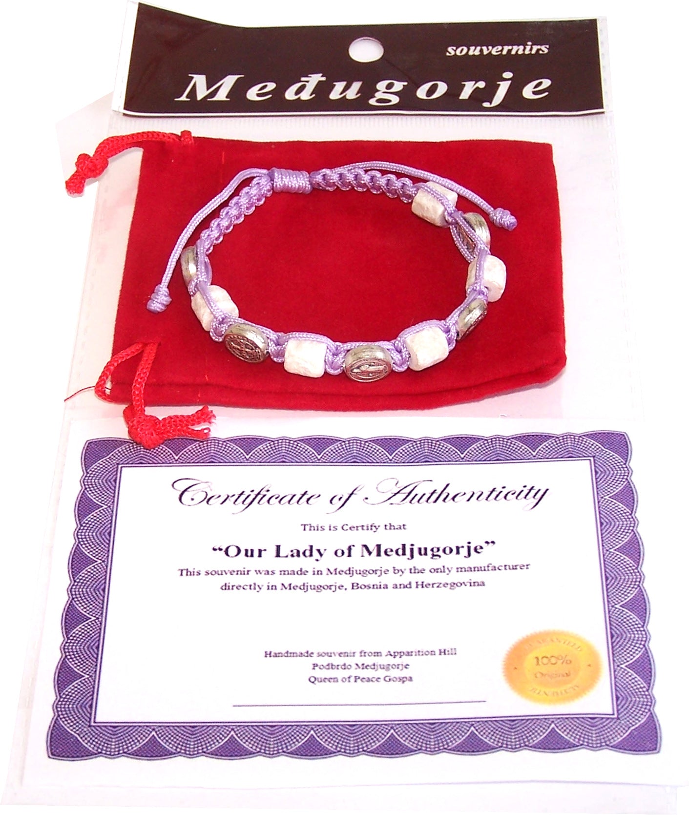 MEDJUGORJE - Chaplet - Bracelet from Apparation hill stones - Purple Thread、mySite、topwebapps
