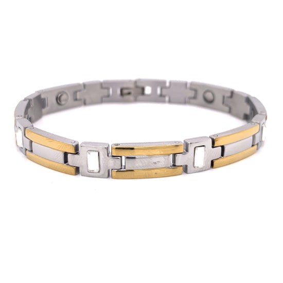 Stainless Steel And Gold PVD Coated Magnetic Bracelet / MBL021、mySite、dreamappss