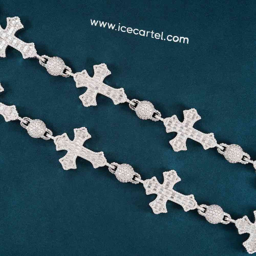 Moissanite Baguette Cross Custom Link Chain 14k Gold、mySite、hinf8tx79