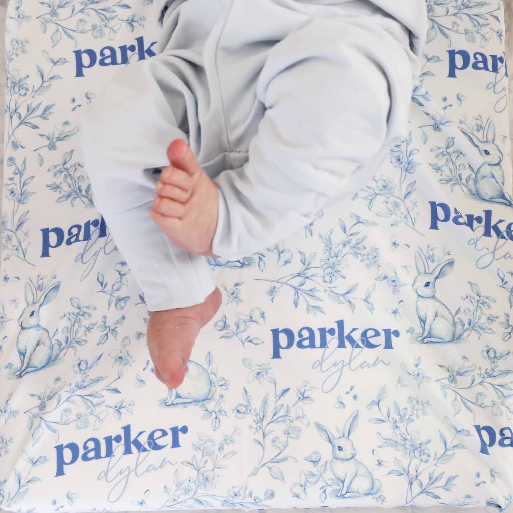  Bunny Blues Personalized Swaddle Blanket、mySite、layawaytickets