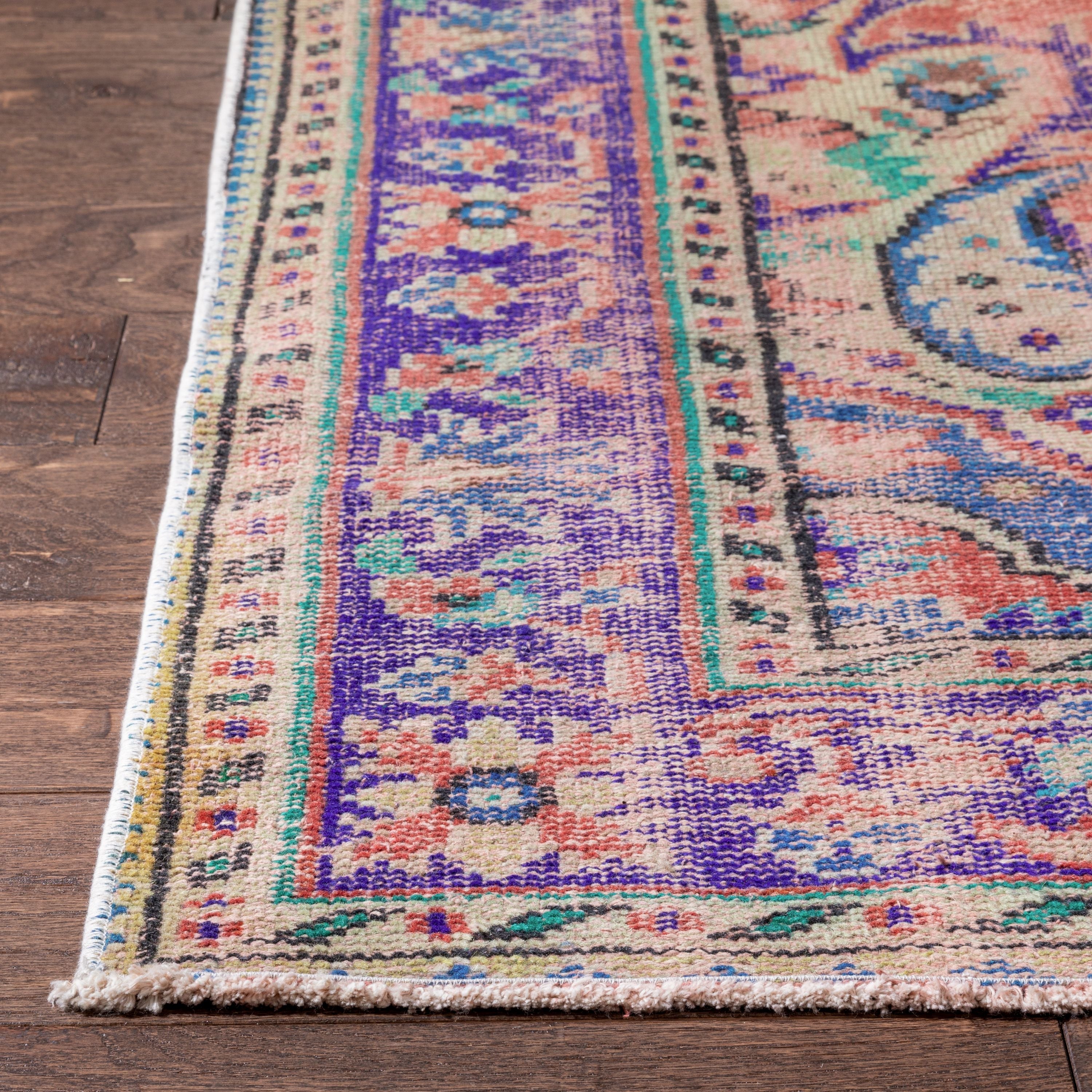 Canan Crimson & Purple Oriental Medallion One-of-a-Kind Handmade Wool Area Rug 5'11 x 9'4、mySite、gigharbornorthrealestate