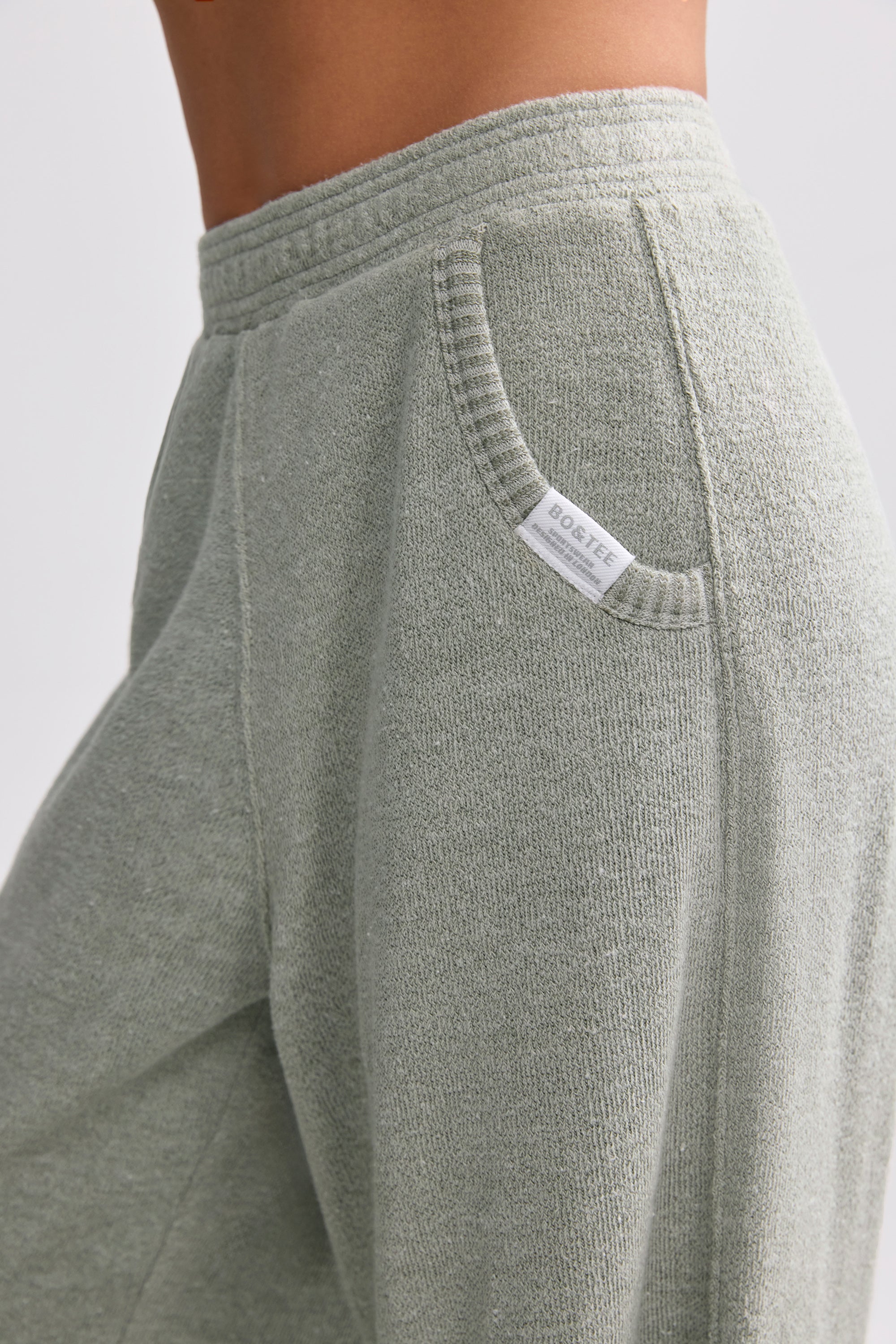 Petite Terry Towelling Wide-Leg Joggers in Sage Grey、mySite、solidvoid