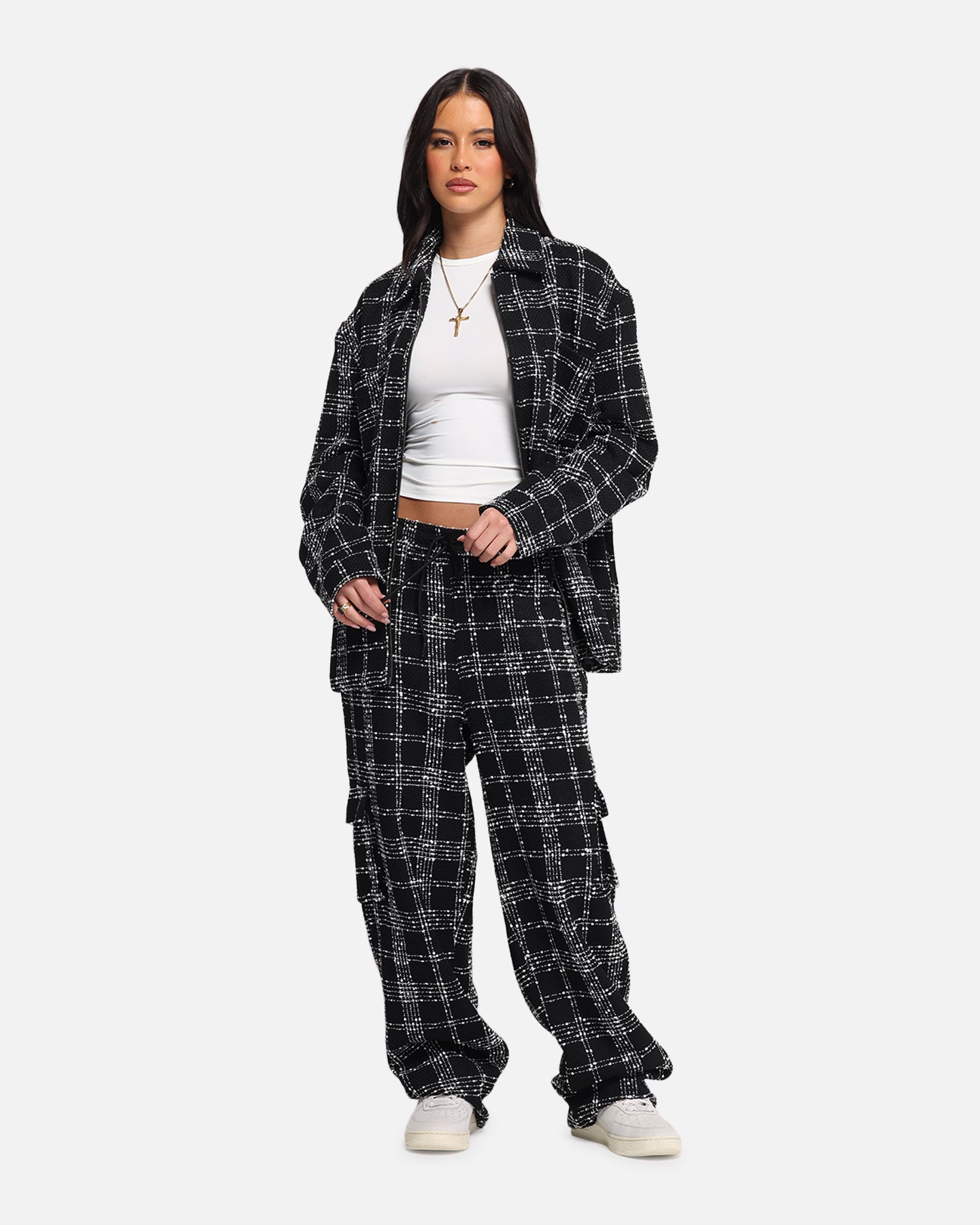 XXIII Boucle Tweed Cargo Pants Black/White、mySite、zt4zffjzw